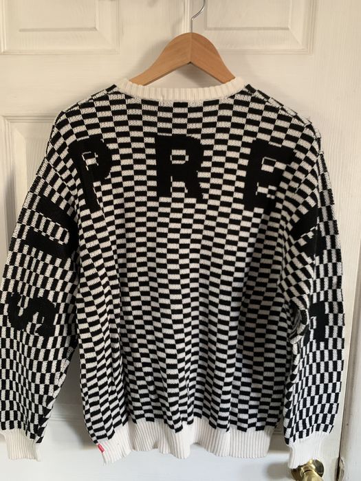 Supreme Supreme Back Logo Sweater Checkerboard Grailed