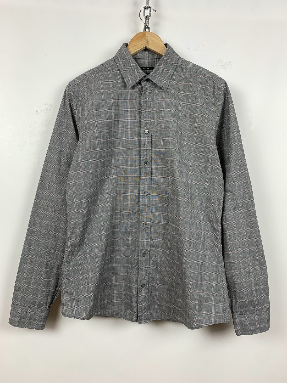 Gucci Gucci Checkered Grey Long Sleeve Button Up Shirt Size US L / EU 52-54 / 3 - 2 Thumbnail
