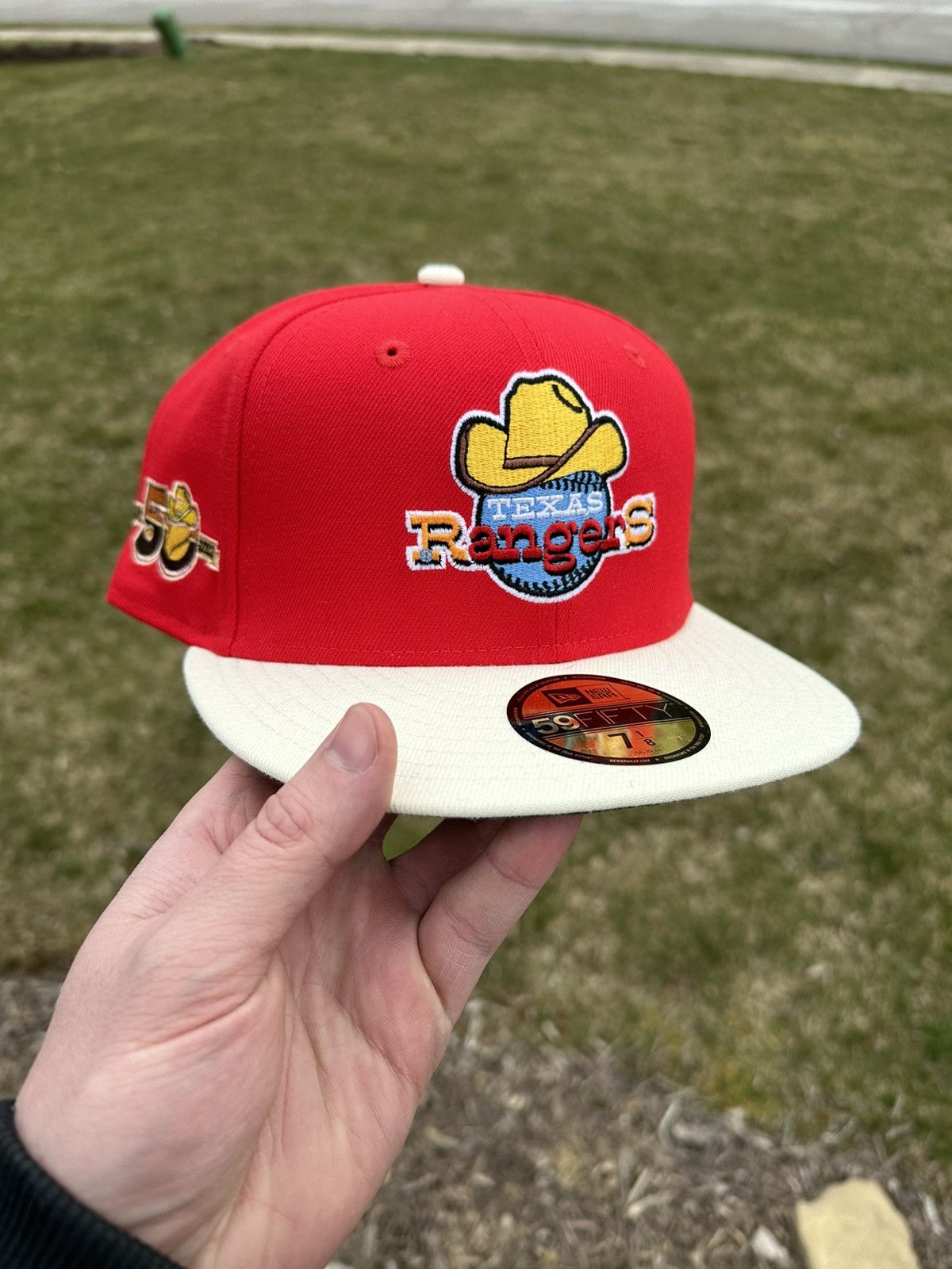 MLB × MyFitteds × New Era Myfitteds Texas Rangers Goldees Texas BBQ Fitted 7 1/8 Size ONE SIZE - 1 Thumbnail