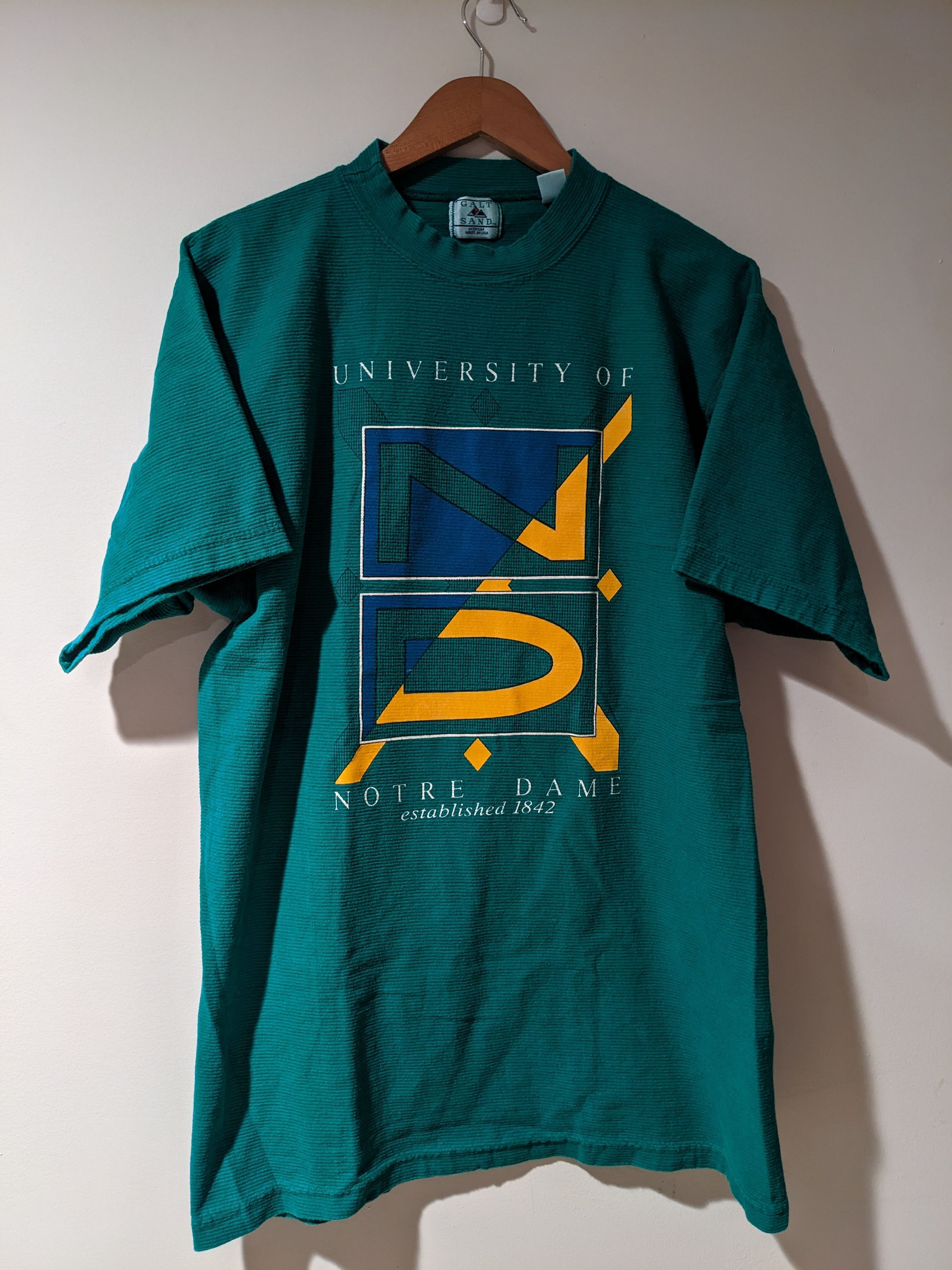 Vintage 90s Notre Dame University Green Medium T-Shirt