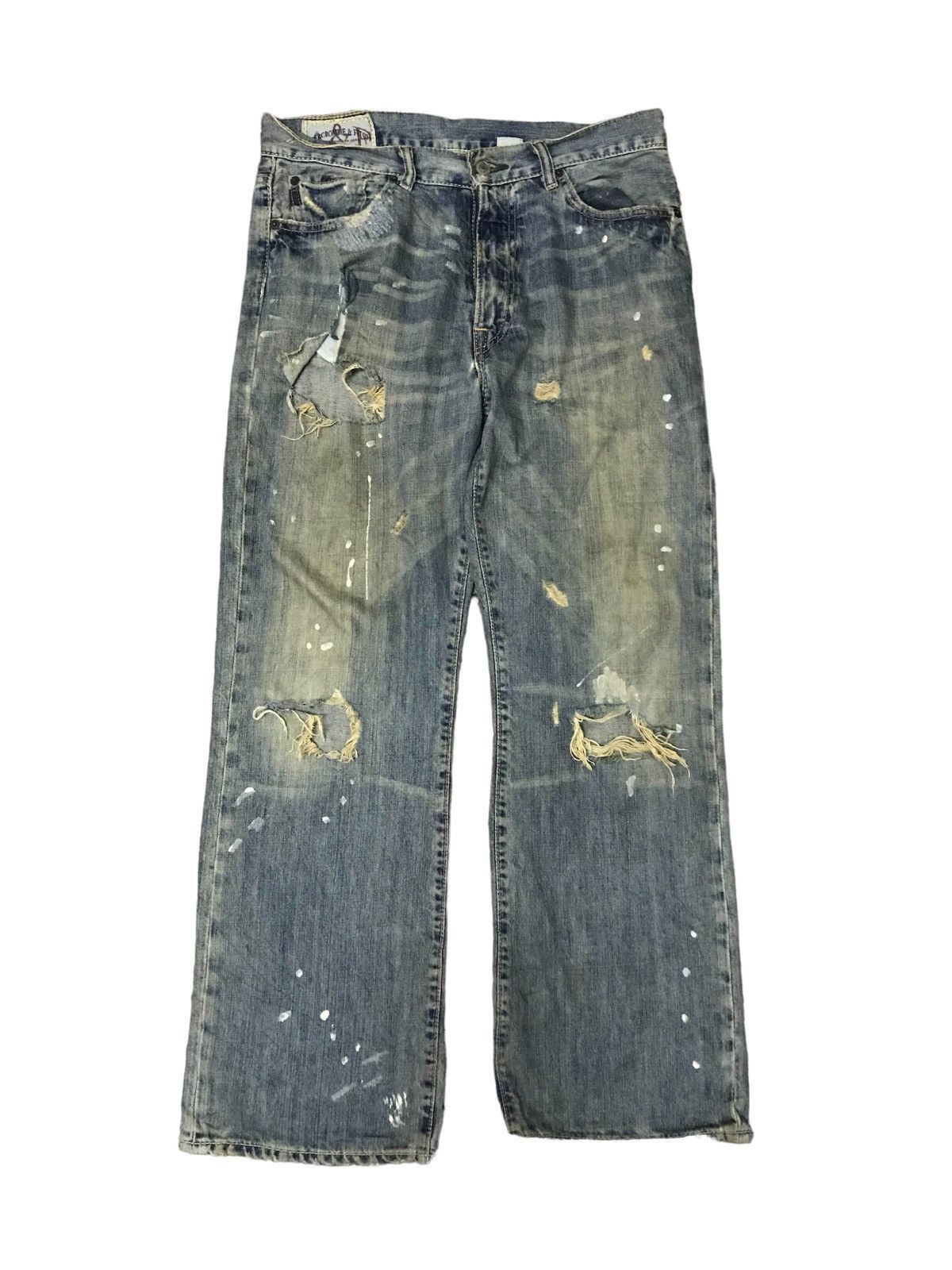 Le Grande Bleu (L.G.B.) Abercrombie Fitch RN75654 Ripped Distressed Thrash Splater Size US 32 / EU 48 - 3 Thumbnail