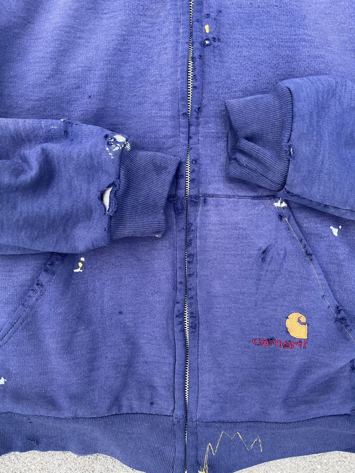 Carhartt Vintage Carhartt Hoodie Thrashed Sun Fade Distressed Zip Up Size US L / EU 52-54 / 3 - 2 Thumbnail