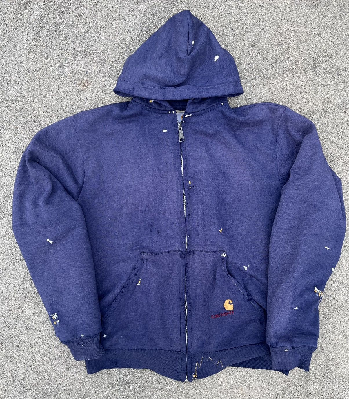 Carhartt Vintage Carhartt Hoodie Thrashed Sun Fade Distressed Zip Up Size US L / EU 52-54 / 3 - 4 Thumbnail