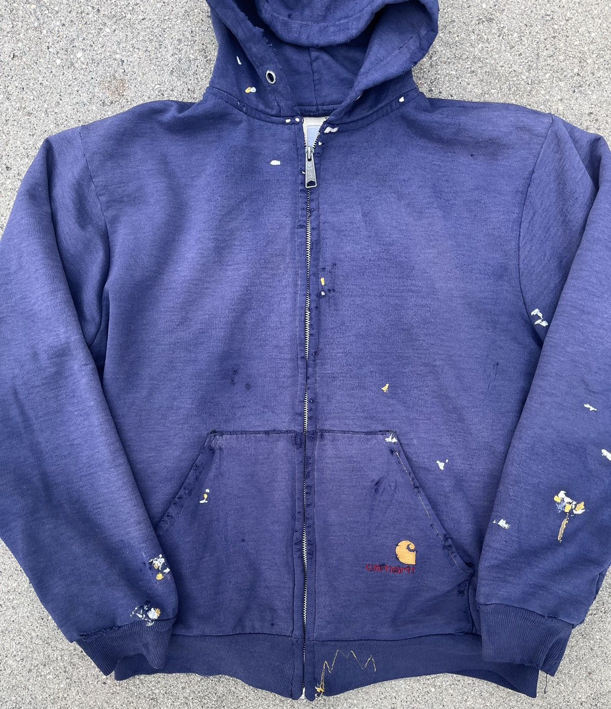 Carhartt Vintage Carhartt Hoodie Thrashed Sun Fade Distressed Zip Up Size US L / EU 52-54 / 3 - 13 Thumbnail