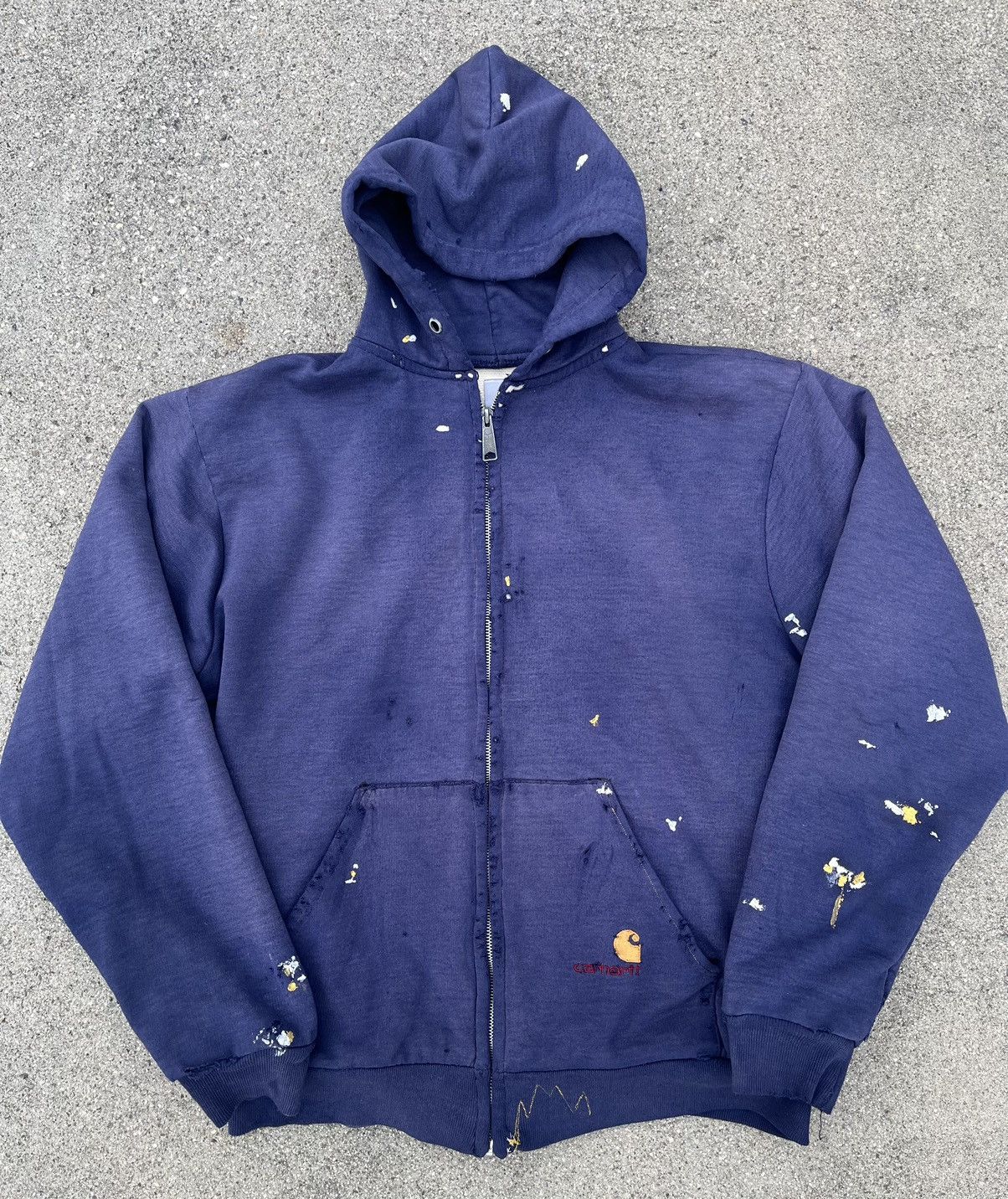 Carhartt Vintage Carhartt Hoodie Thrashed Sun Fade Distressed Zip Up Size US L / EU 52-54 / 3 - 12 Thumbnail