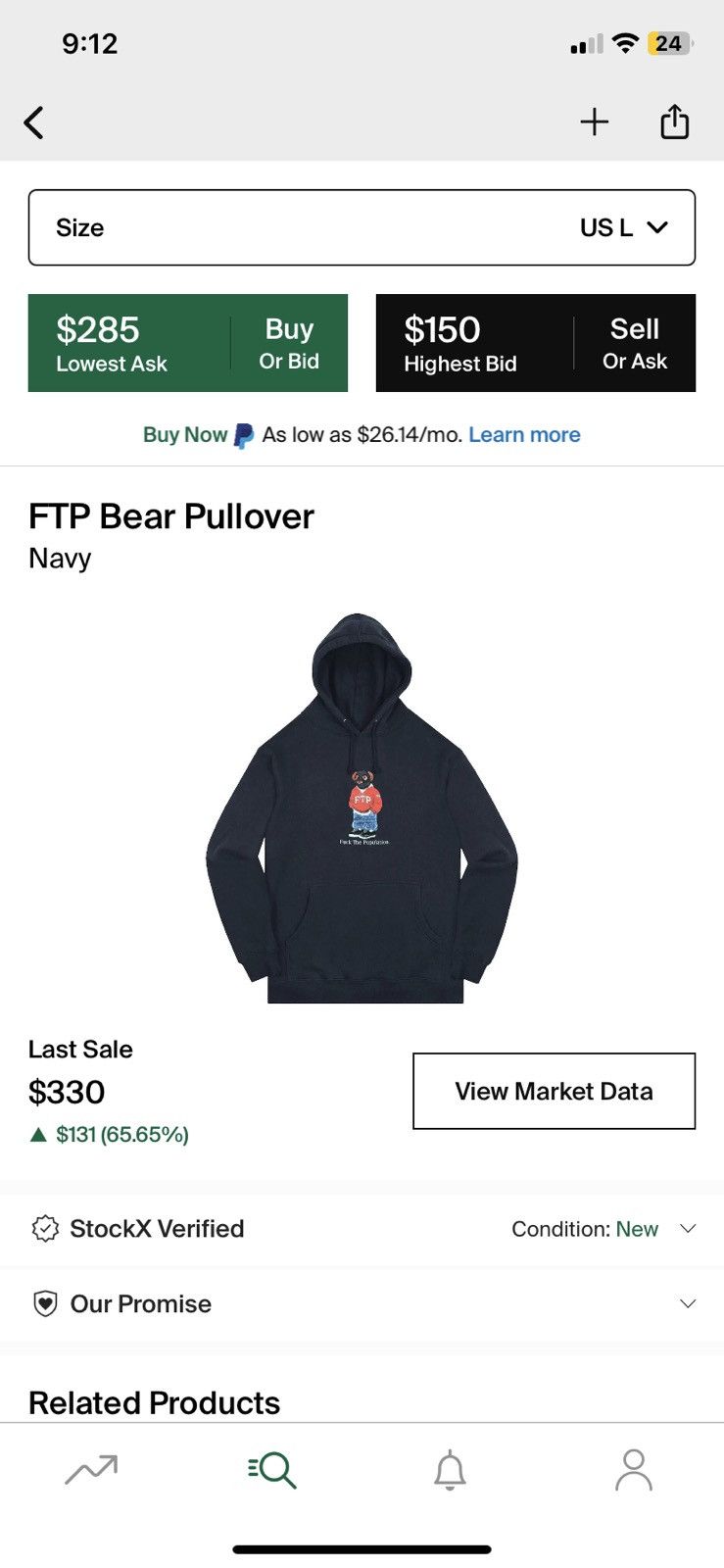 image of Fuck The Population Ftp Polo Bear Hoodie in Navy, Men's (Size Medium)