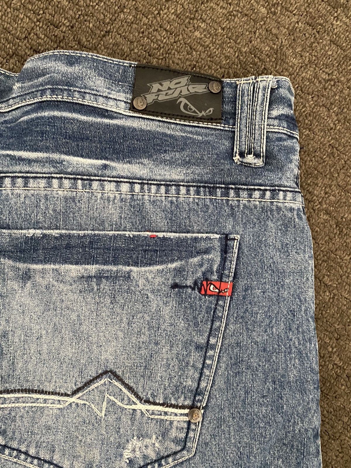 No Fear × Vintage No Fear Skater Super Baggy Jorts Denim Jean Shorts Size US 40 / EU 56 - 3 Thumbnail