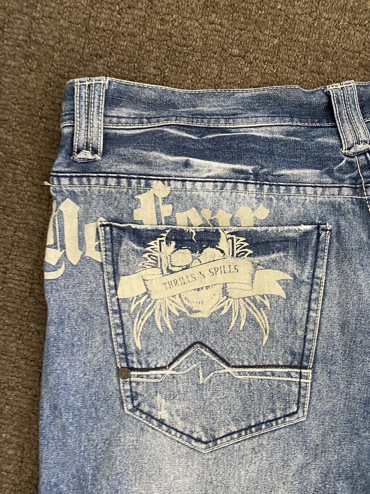 No Fear × Vintage No Fear Skater Super Baggy Jorts Denim Jean Shorts Size US 40 / EU 56 - 2 Thumbnail
