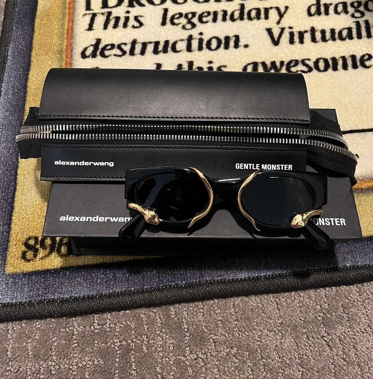 Alexander Wang C1 Antique Brass Rectangle Sunglasses