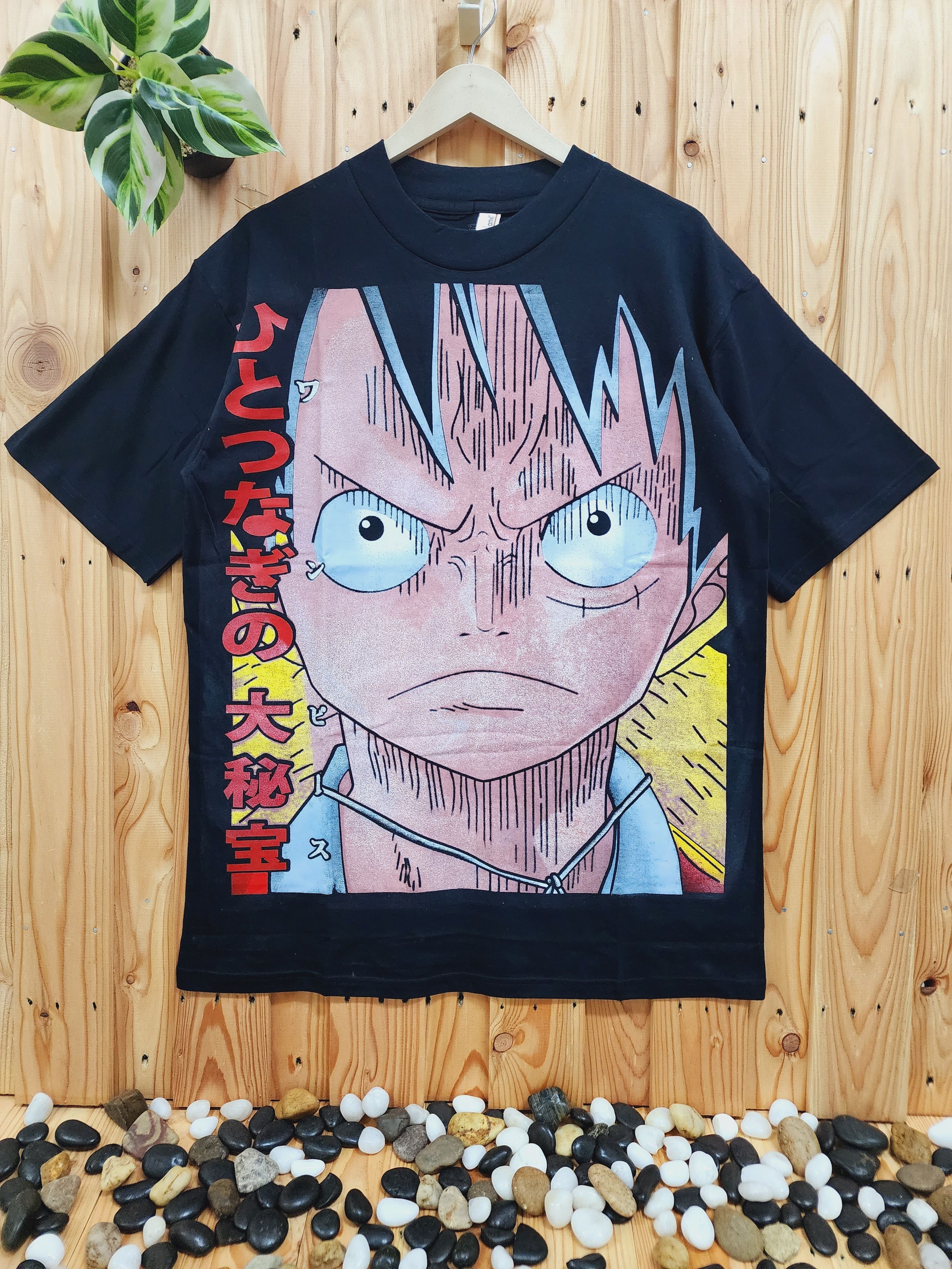 image of One Piece 4 Emperor Luffy X Anime X Bootleg Tee in Black, Men's (Size Large)