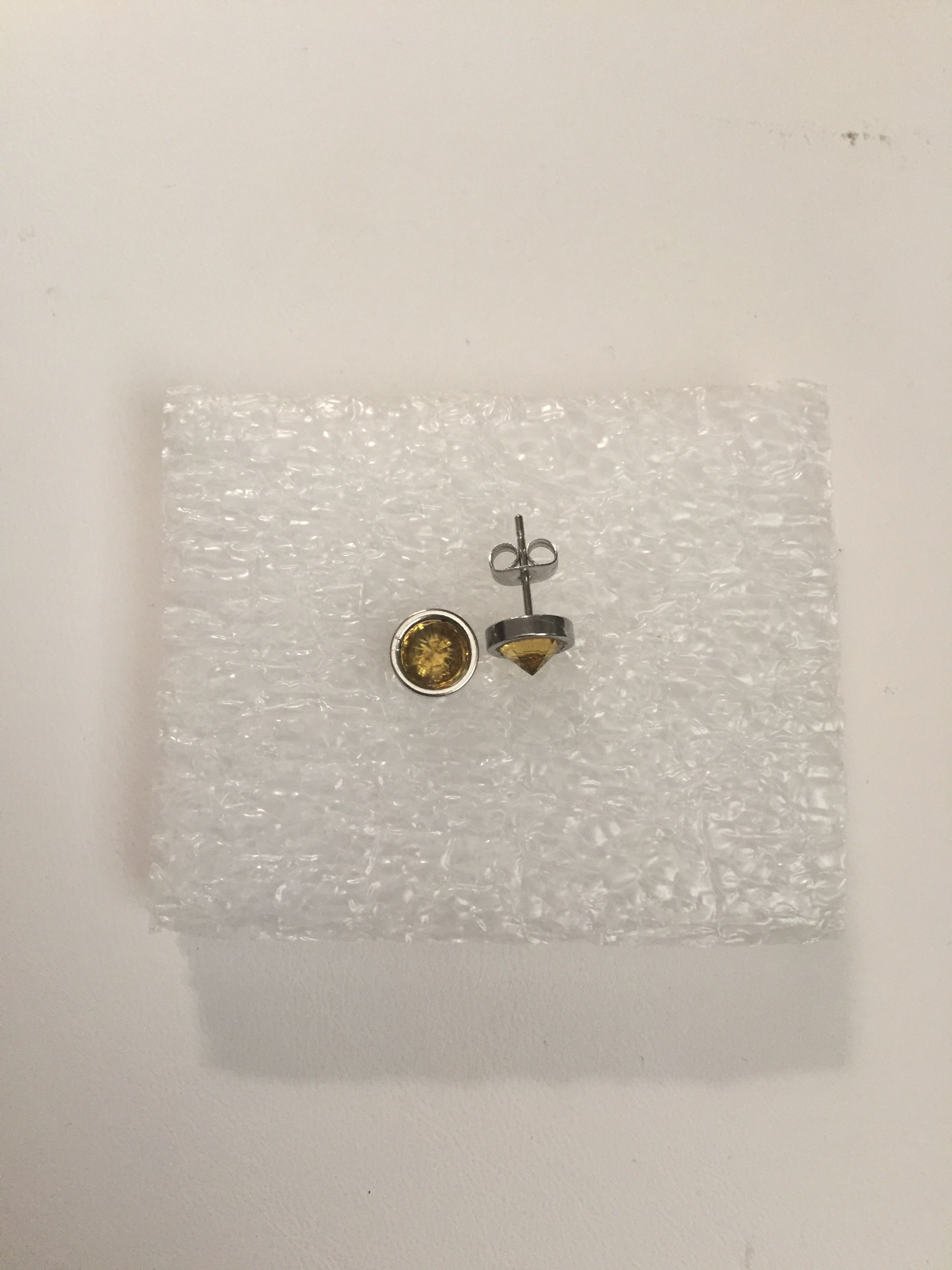 Handmade Yellow cz stainless steel stud earrings Size ONE SIZE - 1 Thumbnail