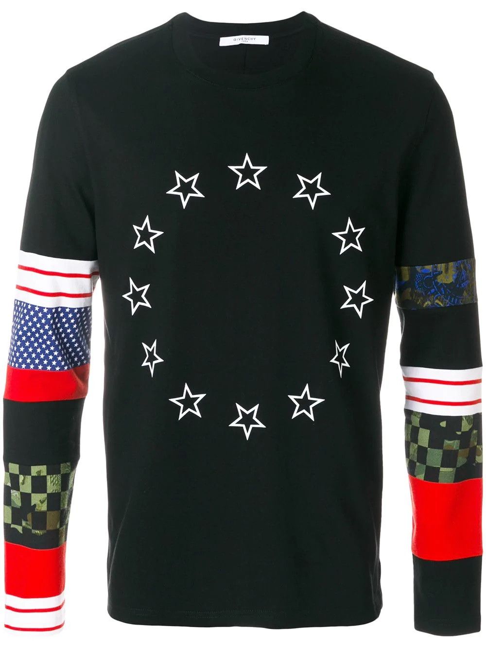 image of Givenchy Distressed Star Colour-Block SweaT-Shirt in Black, Men's (Size XS)