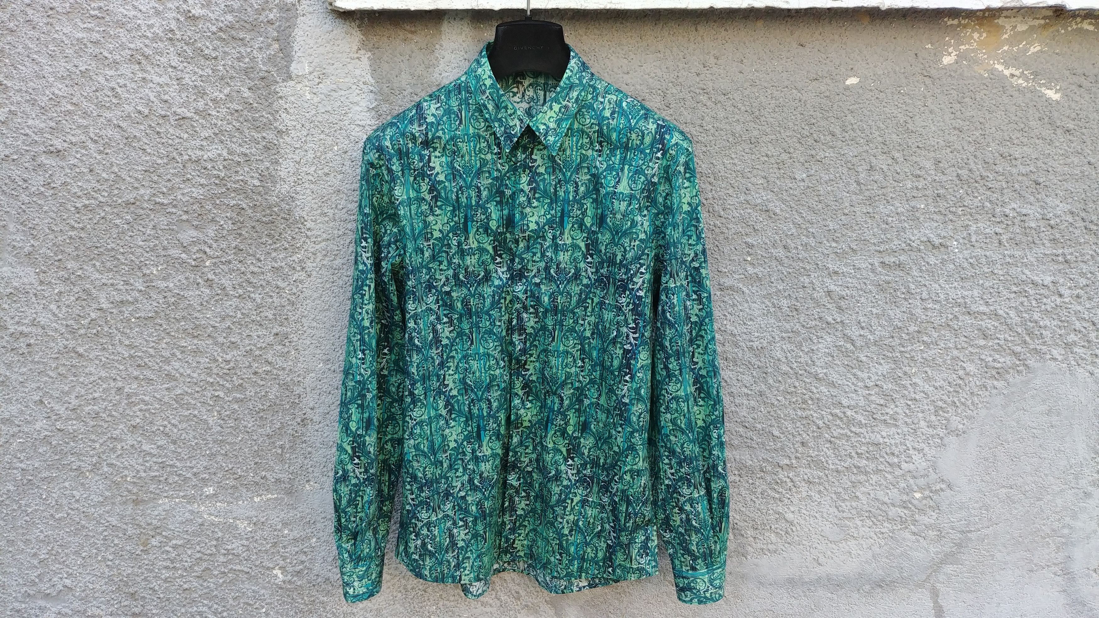 Versace Collection Green Fantasia Floral Baroque Shirt
