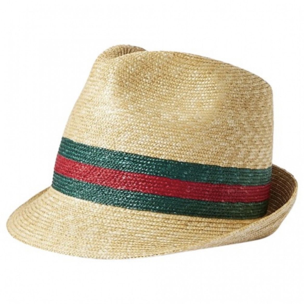 GUCCI Web stripe raffia fedora hat