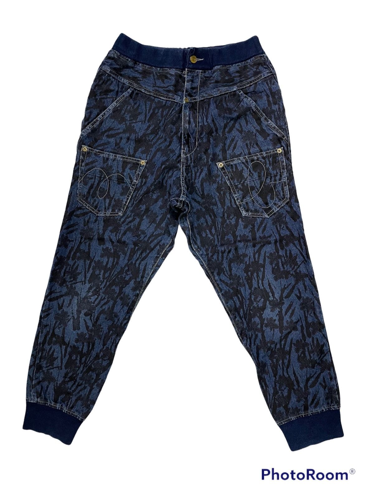 image of Avant Garde x Mercibeaucoup Vintage Mercibeaucoup Pants Full Print in Blue, Men's (Size 30)