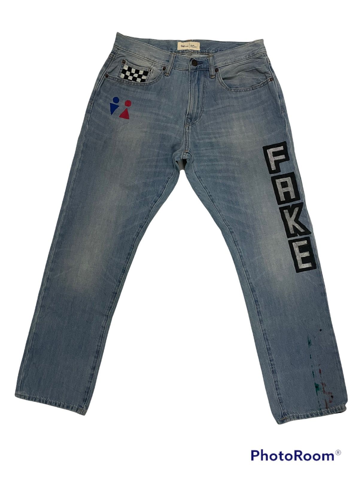 Gap 🔥BEST OFFER🔥Gap Denim Hand Made Panting Art Design Size US 31 - 1 Thumbnail