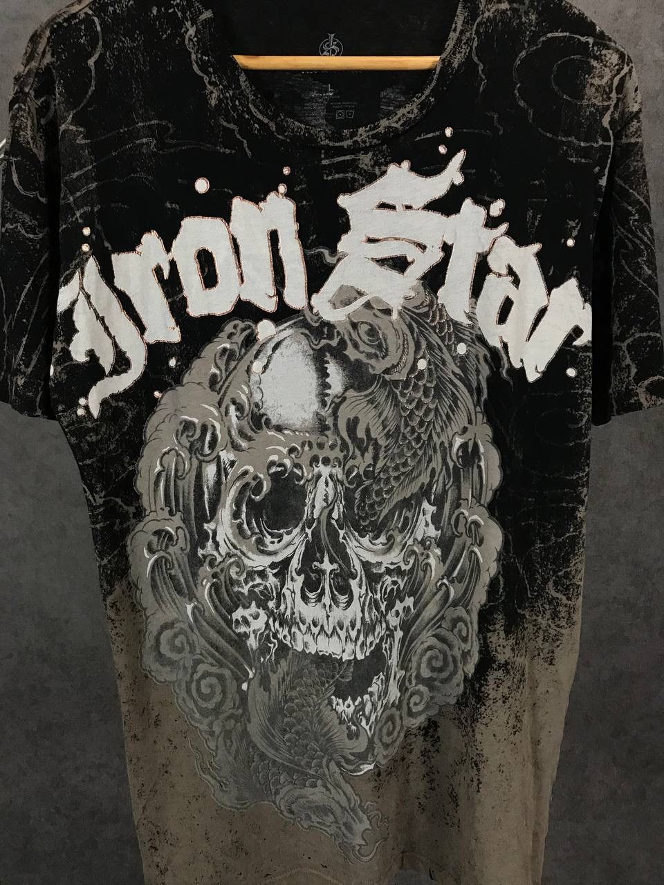 Affliction Iron Star skull Affliction style overprinted rock tee Size US L / EU 52-54 / 3 - 4 Thumbnail