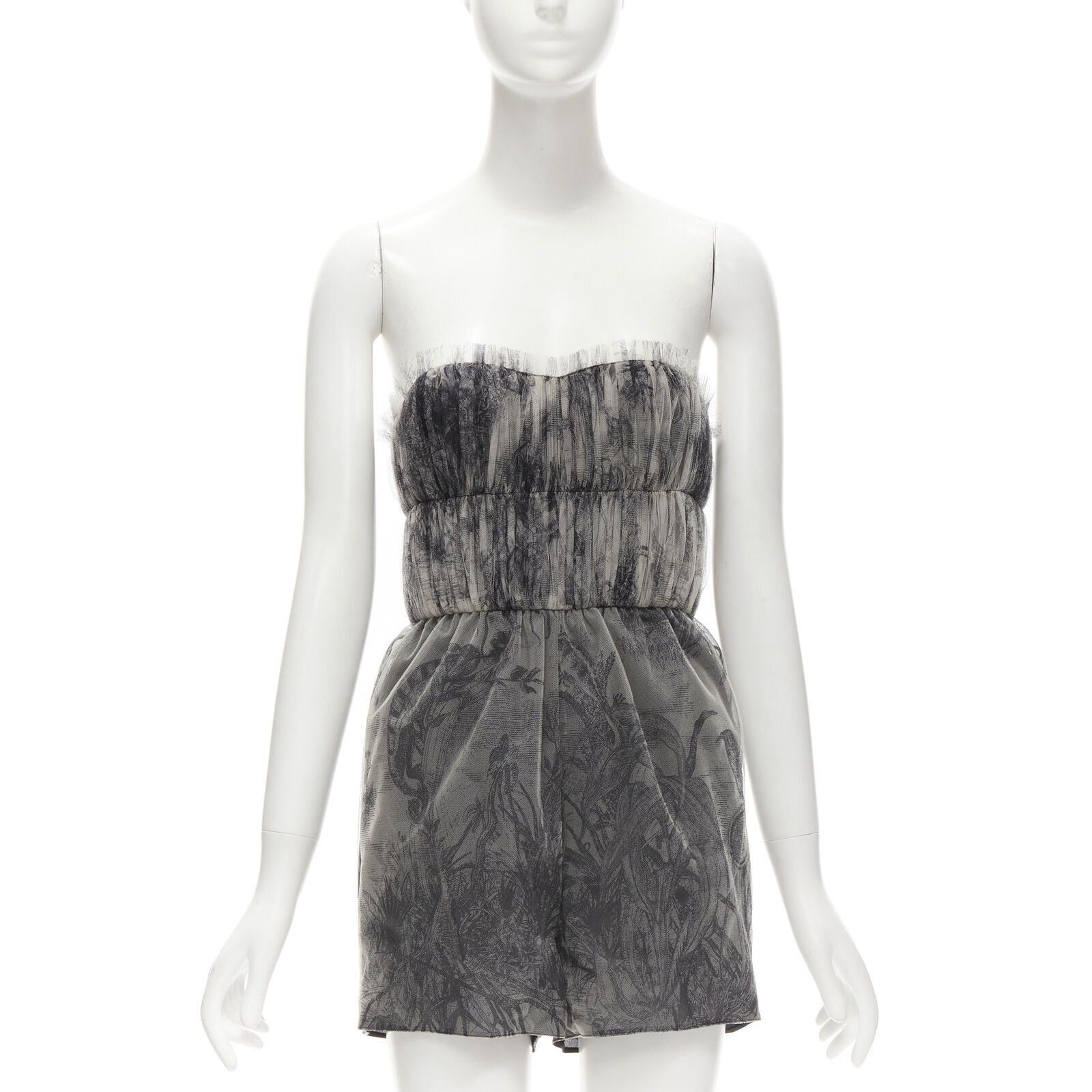 Dior new CHRISTIAN DIOR Fantaisie Dioriviera tulle gathered pleated romper FR34 XS Size 26" / US 2 / IT 38 - 1 Preview