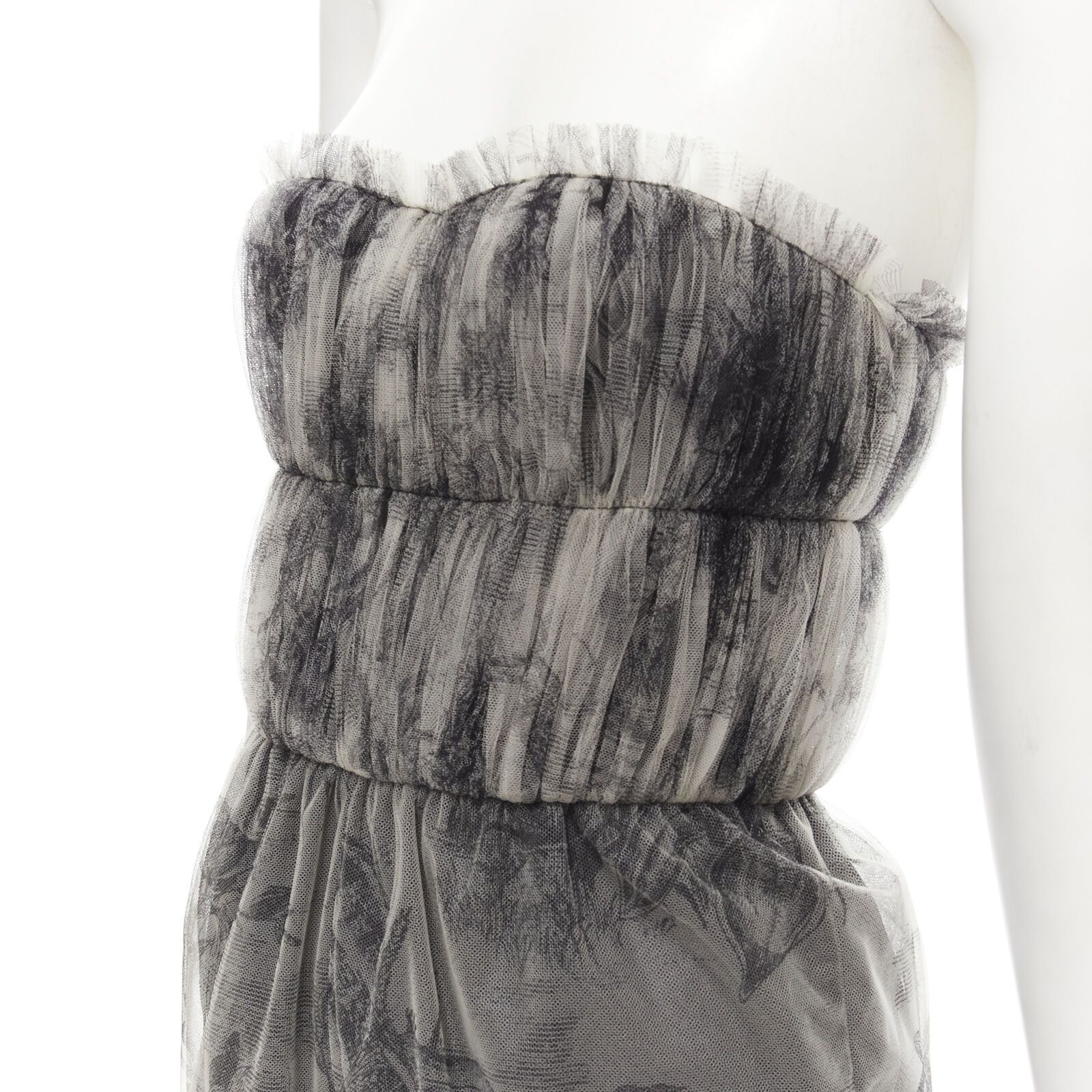 Dior new CHRISTIAN DIOR Fantaisie Dioriviera tulle gathered pleated romper FR34 XS Size 26" / US 2 / IT 38 - 2 Preview