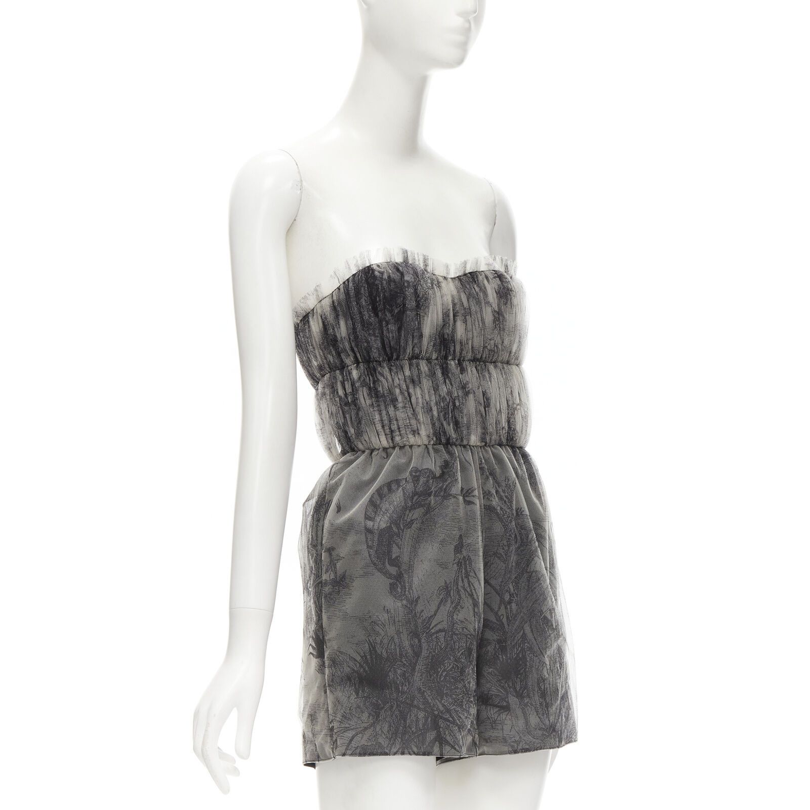 Dior new CHRISTIAN DIOR Fantaisie Dioriviera tulle gathered pleated romper FR34 XS Size 26" / US 2 / IT 38 - 3 Thumbnail