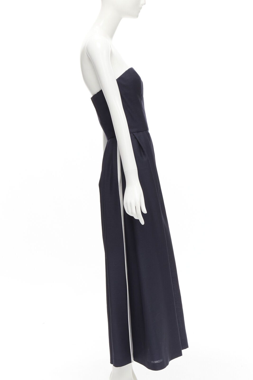 Dior CHRISTIAN DIOR Raf Simons navy asymmetrical leg strapless corset jumpsuit FR36 S Size 27" / US 4 / IT 40 - 4 Thumbnail