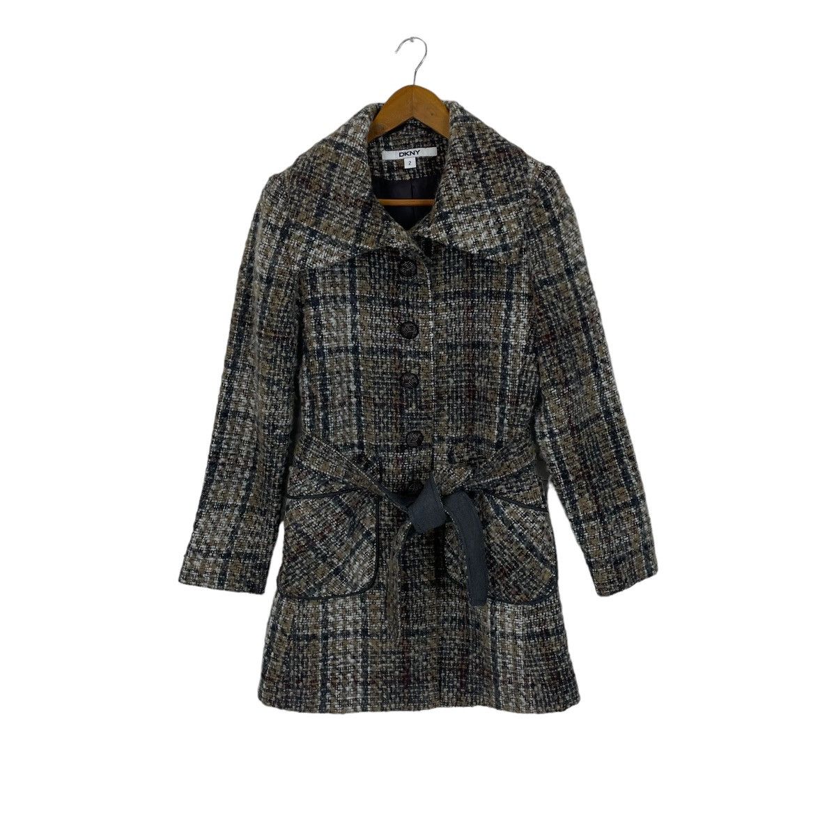 DKNY DKNY Belted Plaid Walker Coat Size XS / US 0-2 / IT 36-38 - 2 Thumbnail