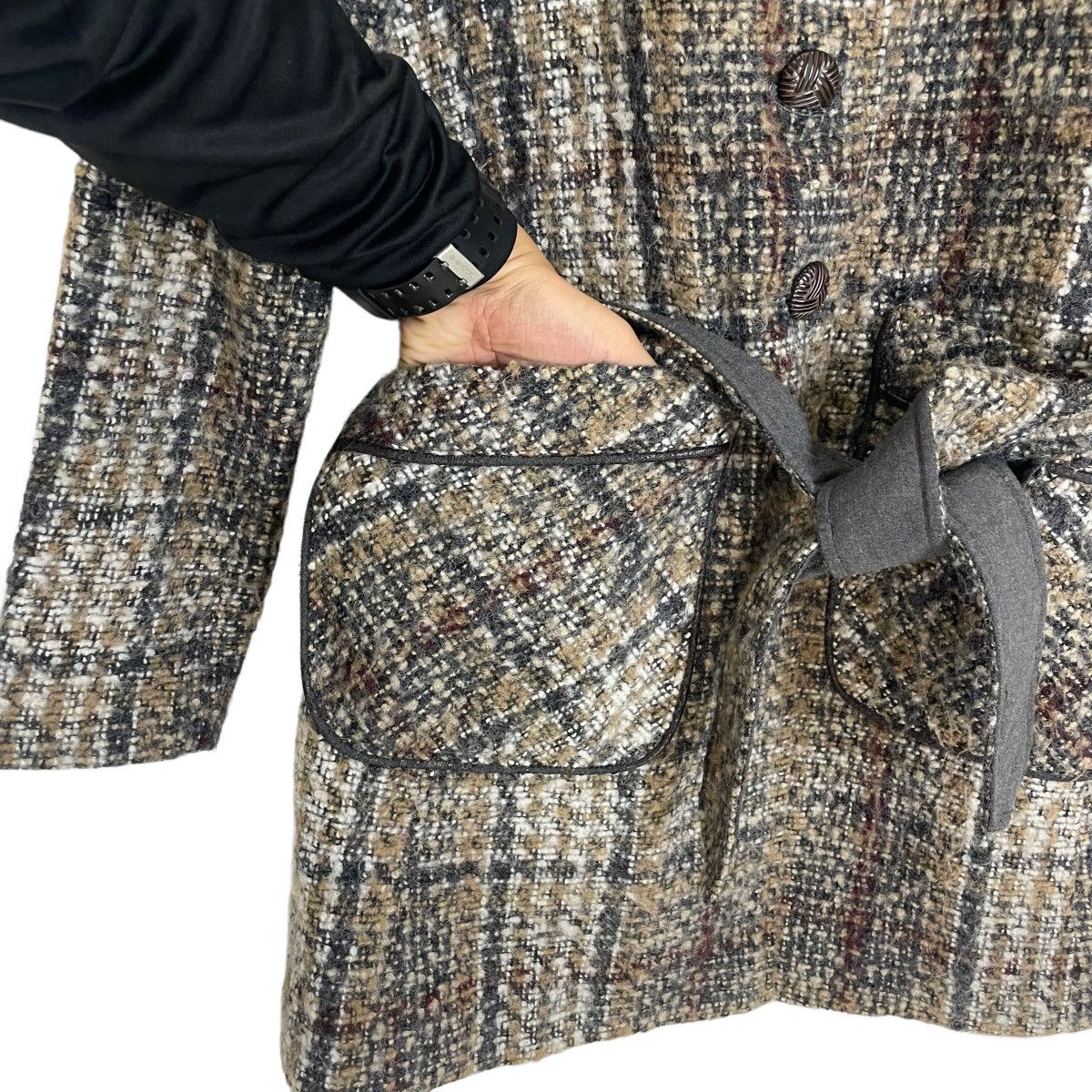 DKNY DKNY Belted Plaid Walker Coat Size XS / US 0-2 / IT 36-38 - 7 Thumbnail
