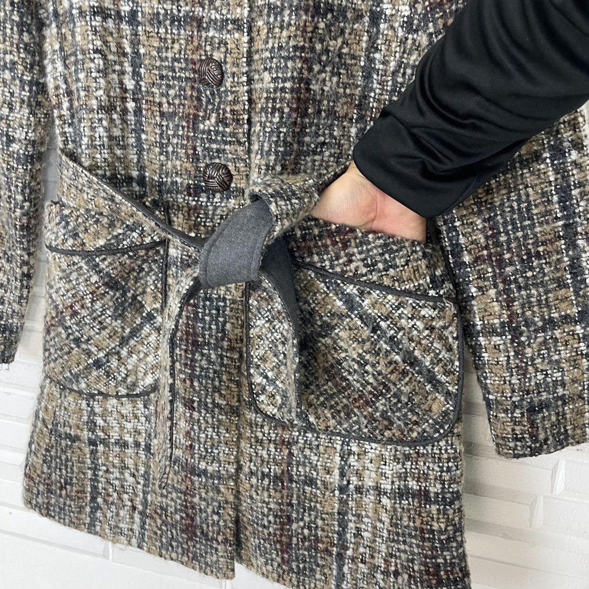 DKNY DKNY Belted Plaid Walker Coat Size XS / US 0-2 / IT 36-38 - 14 Thumbnail