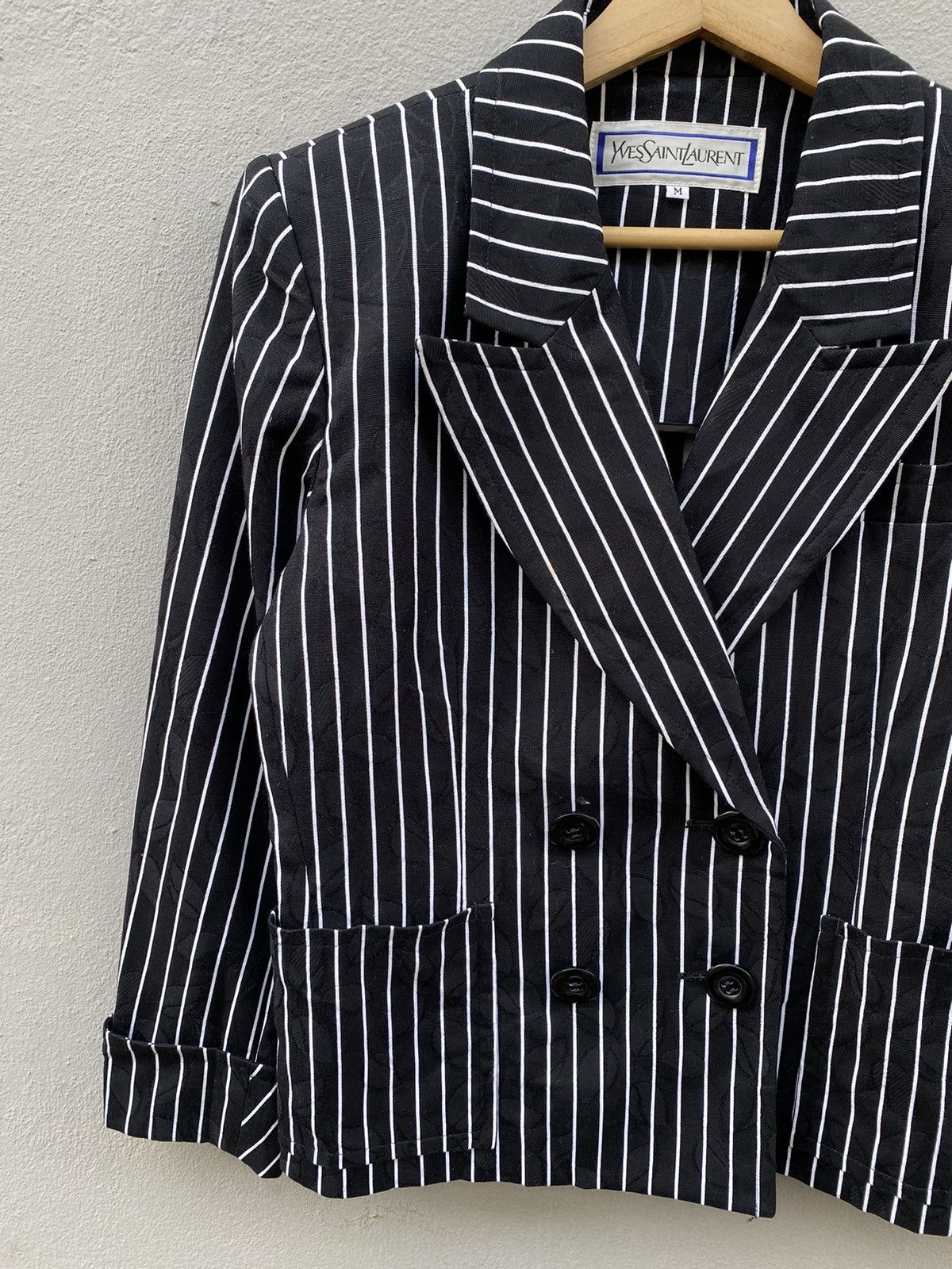 Yves Saint Laurent 🖤RARE🖤Yves Saint Laurent Pinstripes + Floral Double Breasted Size M / US 6-8 / IT 42-44 - 2 Thumbnail
