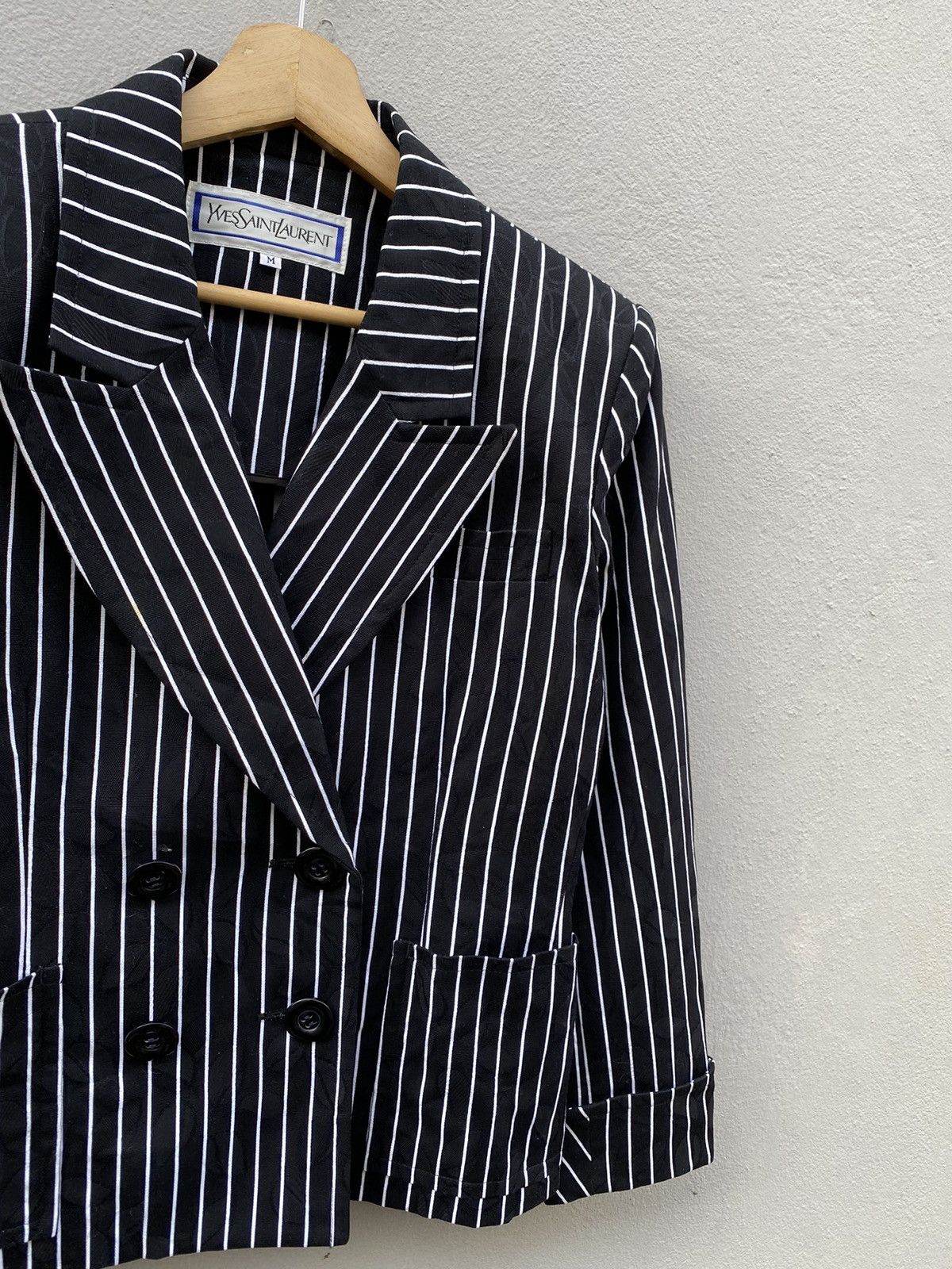 Yves Saint Laurent 🖤RARE🖤Yves Saint Laurent Pinstripes + Floral Double Breasted Size M / US 6-8 / IT 42-44 - 3 Thumbnail