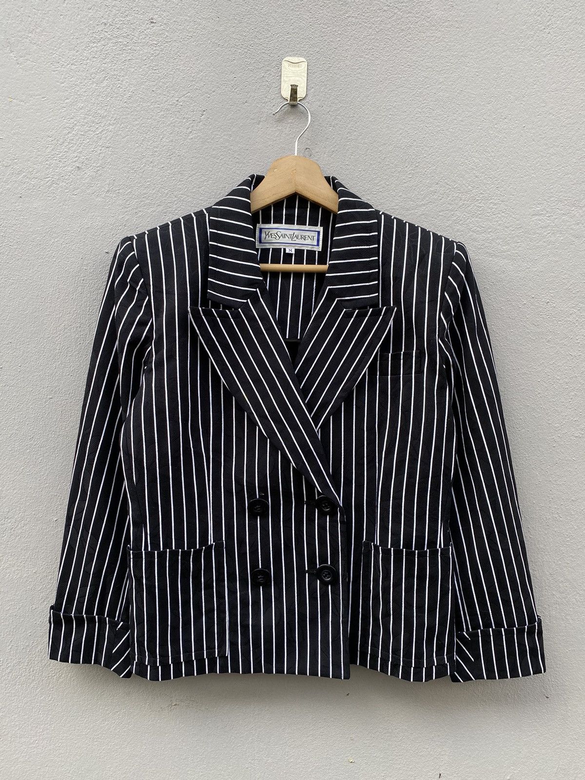 Yves Saint Laurent 🖤RARE🖤Yves Saint Laurent Pinstripes + Floral Double Breasted Size M / US 6-8 / IT 42-44 - 1 Thumbnail