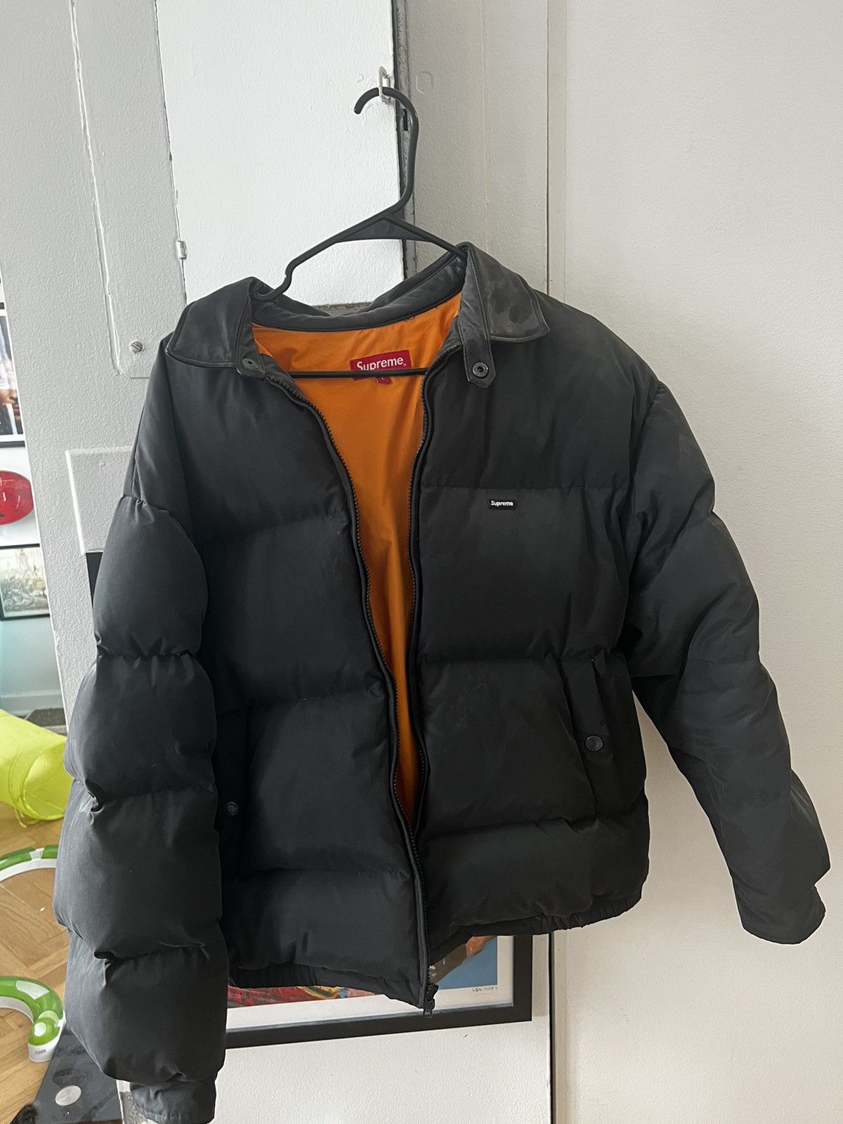 Supreme Supreme FW19 Leather Collar Puffy Jacket | Grailed