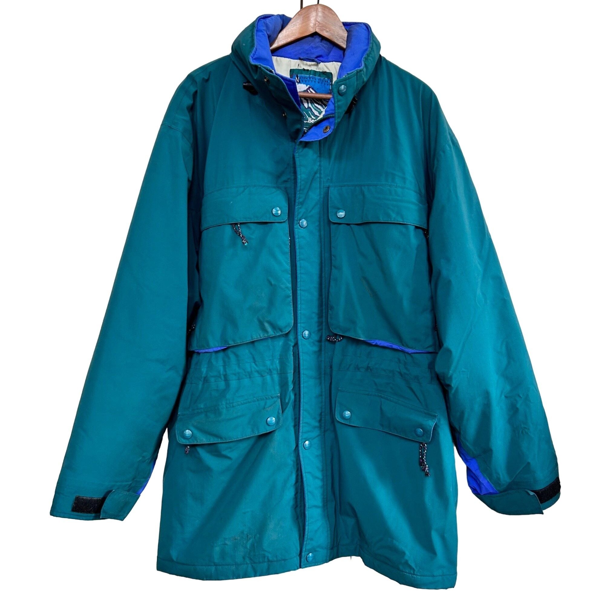 Vintage LL Bean Mens Jacket Size XL Hooded Barn Field Blue C