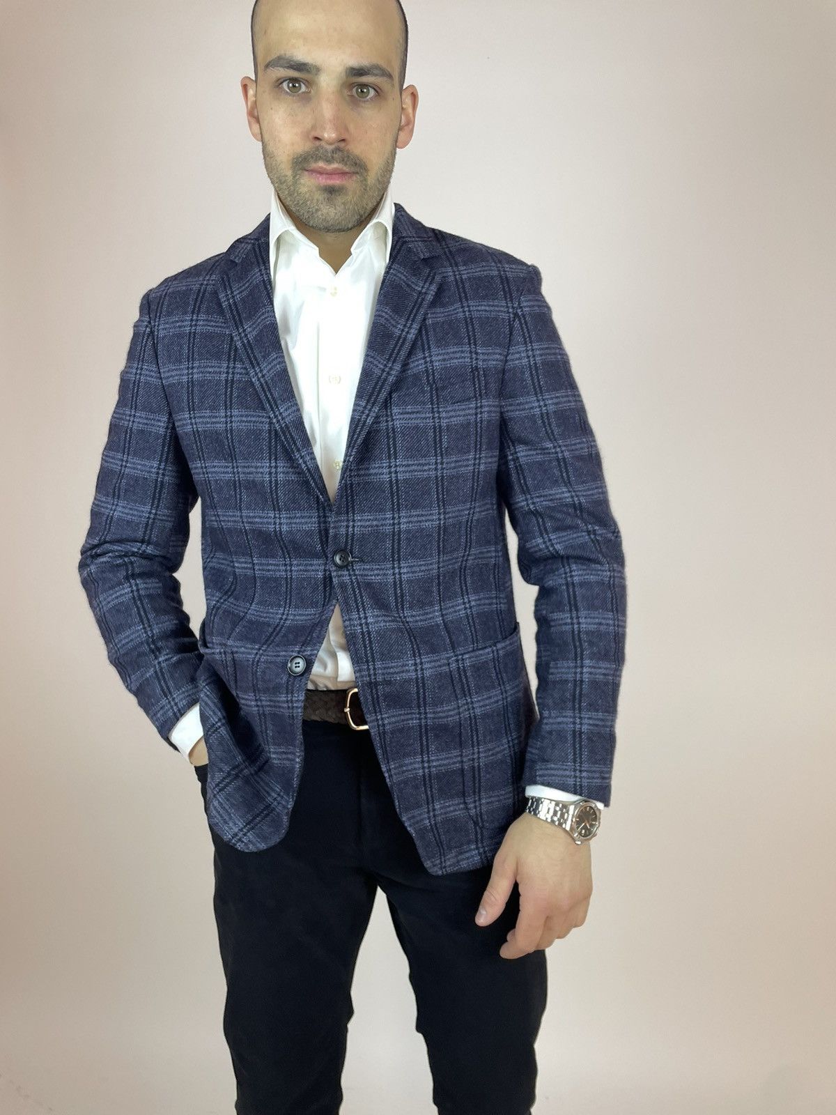 Vintage J. Philipp Plaid Blazer Wool & Cashmere di Tessile D'Oro Size 48R - 2 Thumbnail