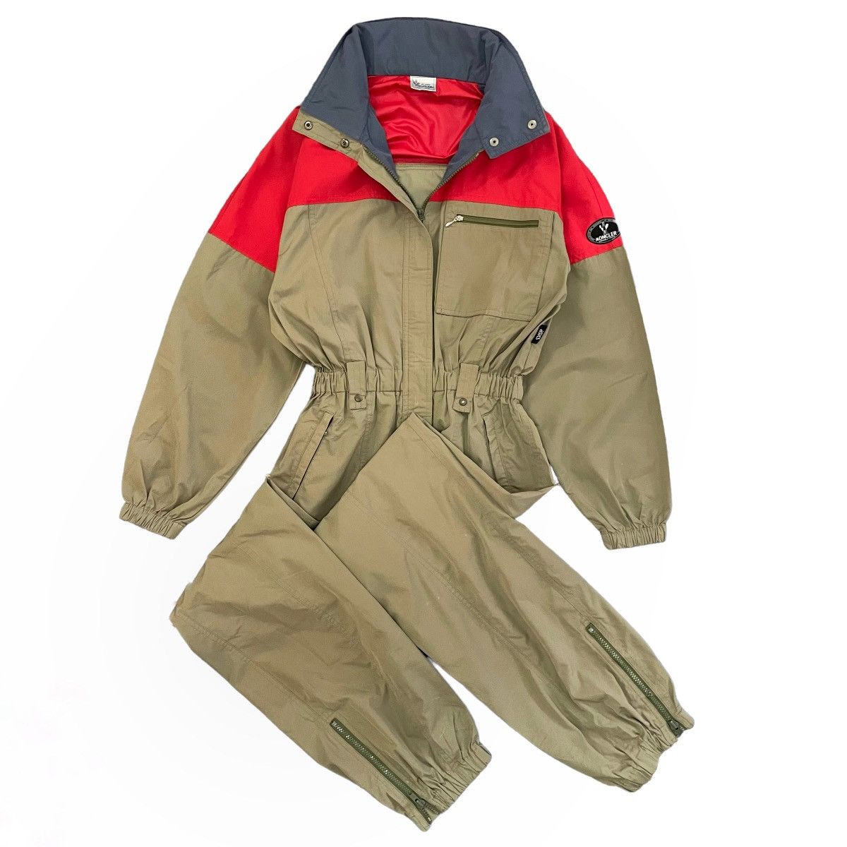 image of Moncler X Asics Ski Overall Suit Jacket in Beige Red, Men's (Size 30)