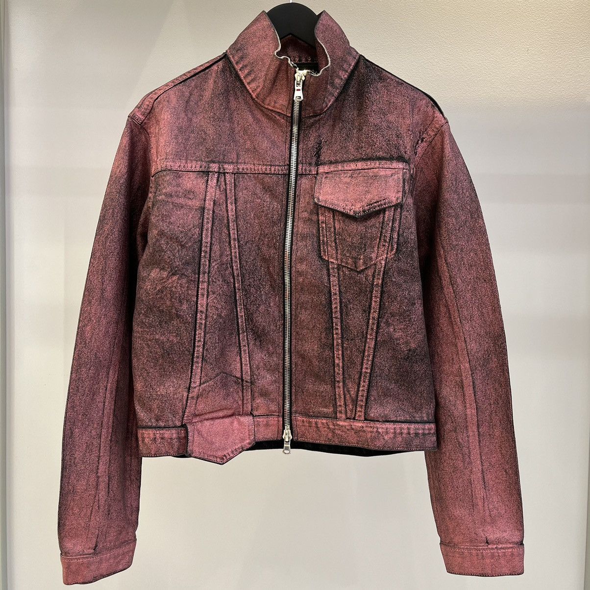 Spider Sp5der Worldwide Rhinestone Denim Trucker Jacket Red