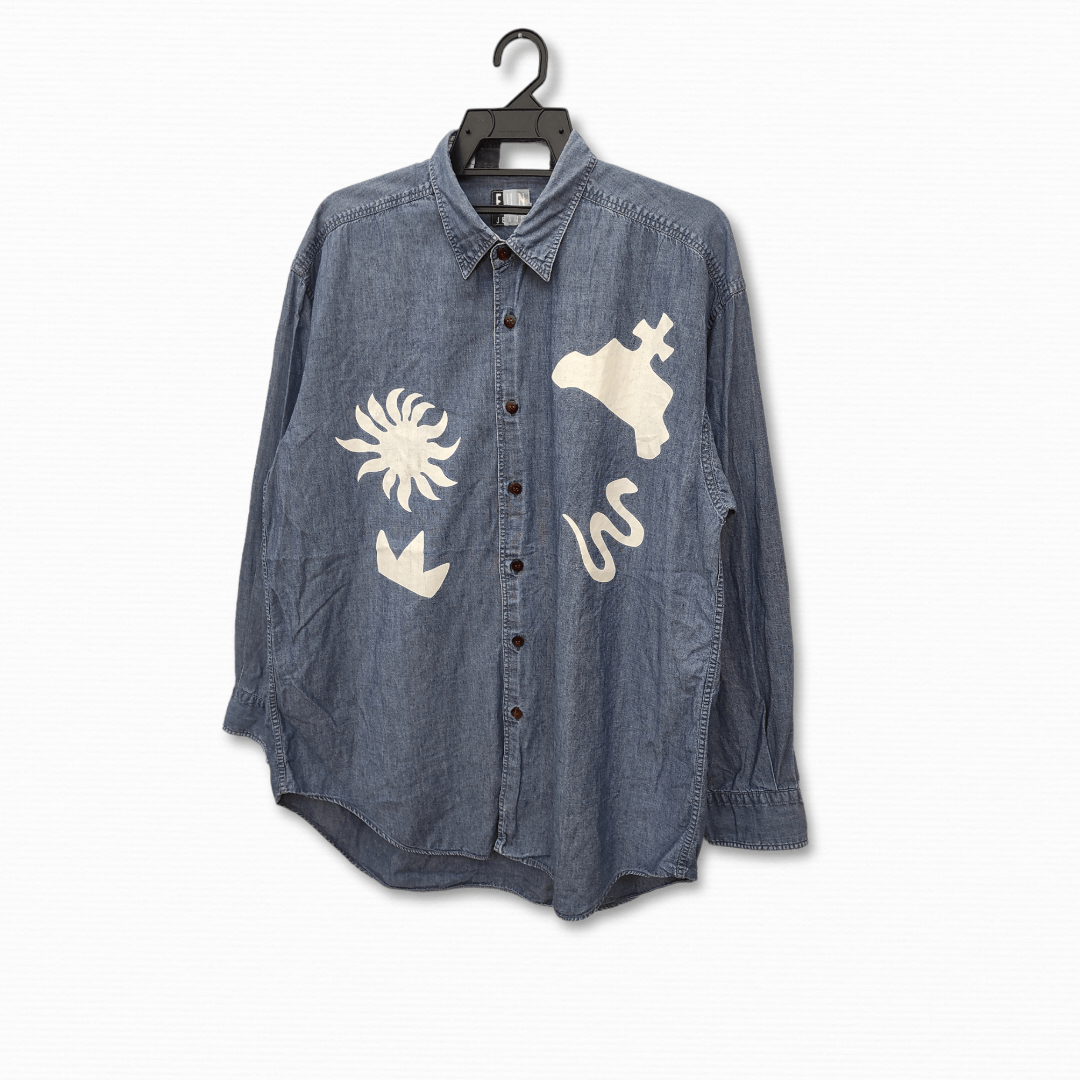 Kansai Yamamoto Vintage 80's FUN JEANS KANSAI MAN painter works chambray Size US M / EU 48-50 / 2 - 11 Thumbnail