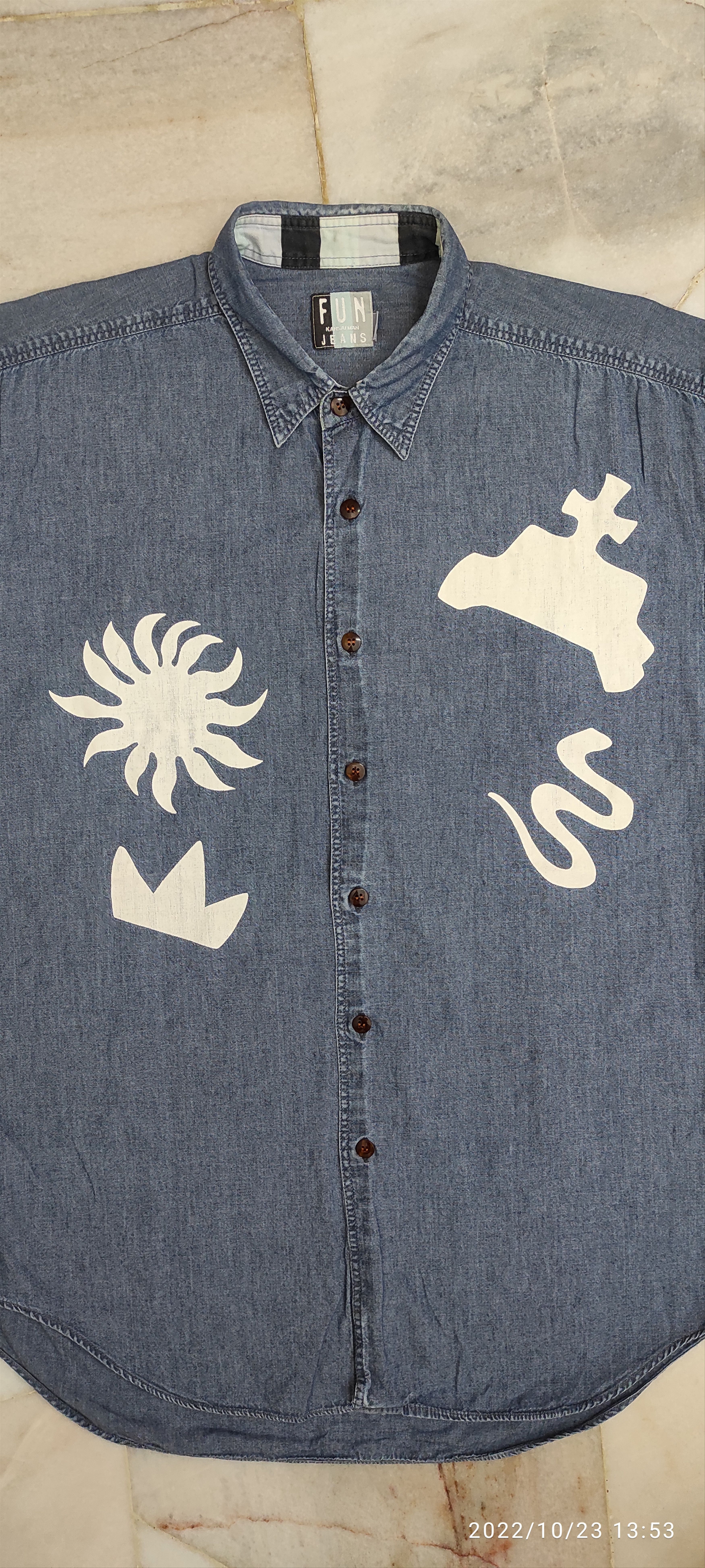 Kansai Yamamoto Vintage 80's FUN JEANS KANSAI MAN painter works chambray Size US M / EU 48-50 / 2 - 9 Thumbnail