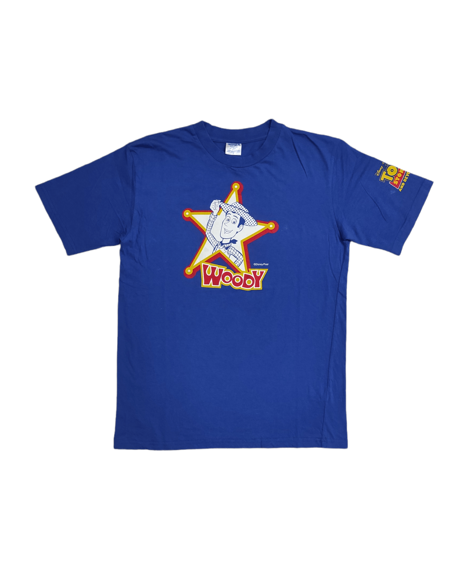 image of Disney x Movie Vintage Sega 2004 Woody Toy Story Merch Tee in Blue, Men's (Size Medium)