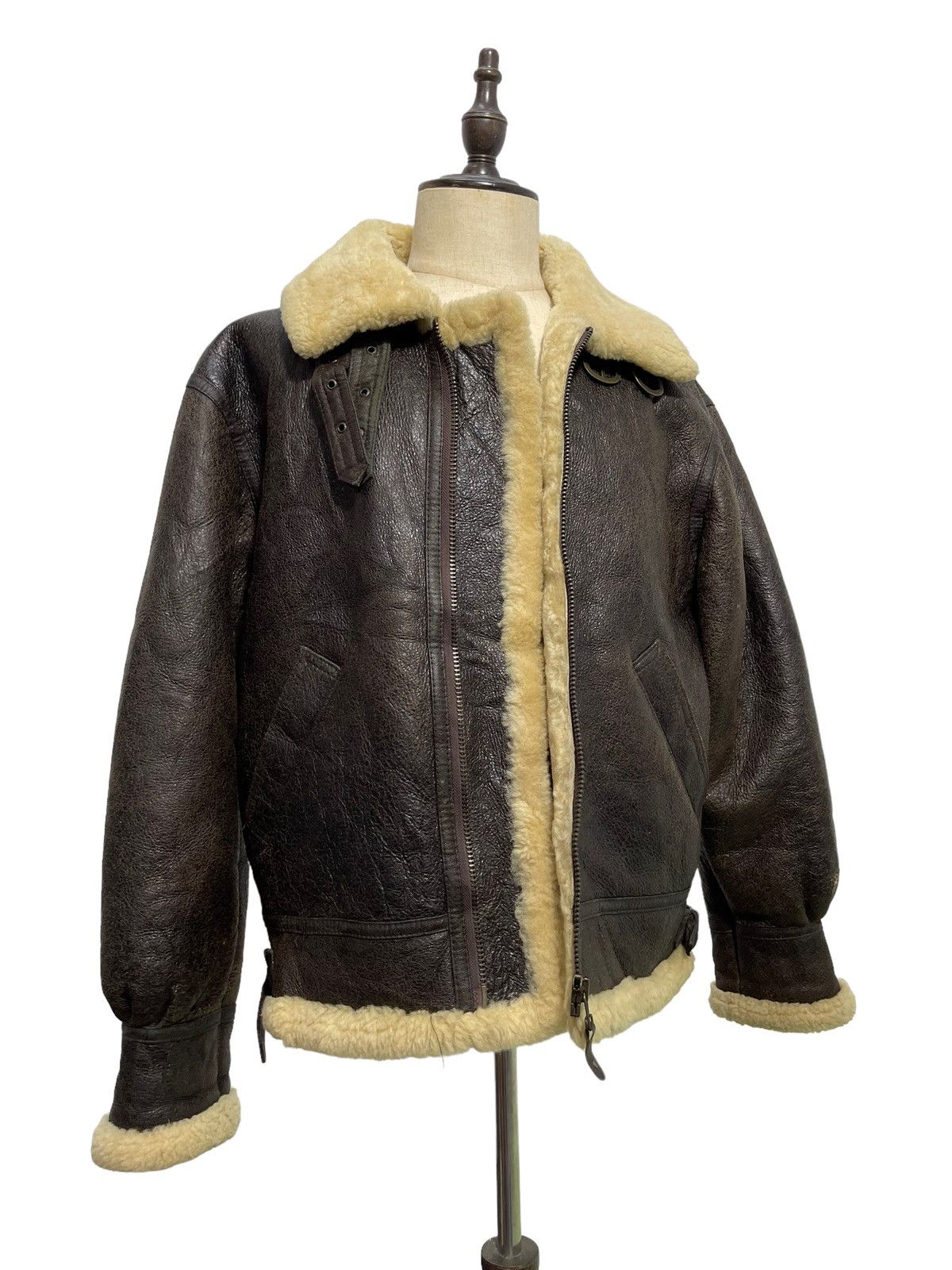 Leather Vtg Shearling Beauty Sheepskin Jacket Type B3 USAF 1🟦 Size US L / EU 52-54 / 3 - 4 Thumbnail