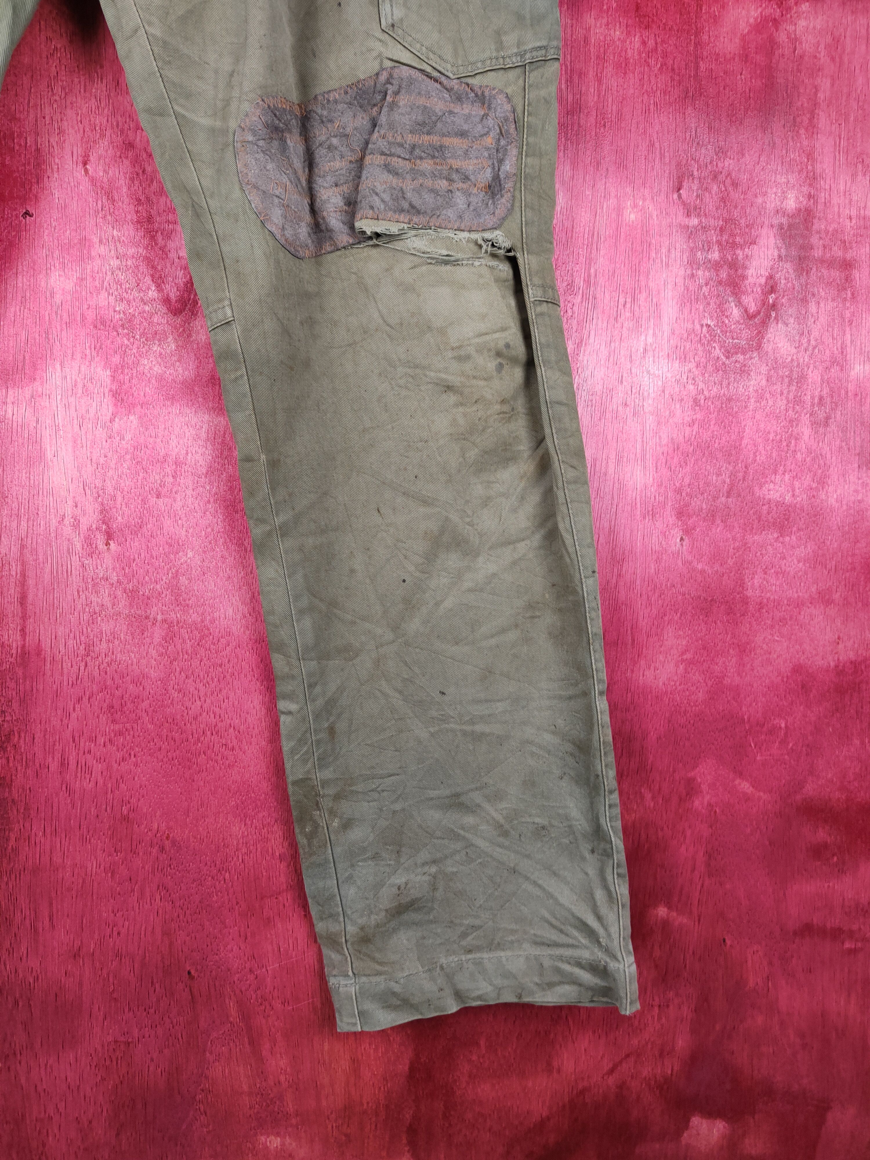 Japanese Brand Fire-Fox® worn distressed patchwork Gray cargo Pants #4554 Size US 31 - 8 Thumbnail