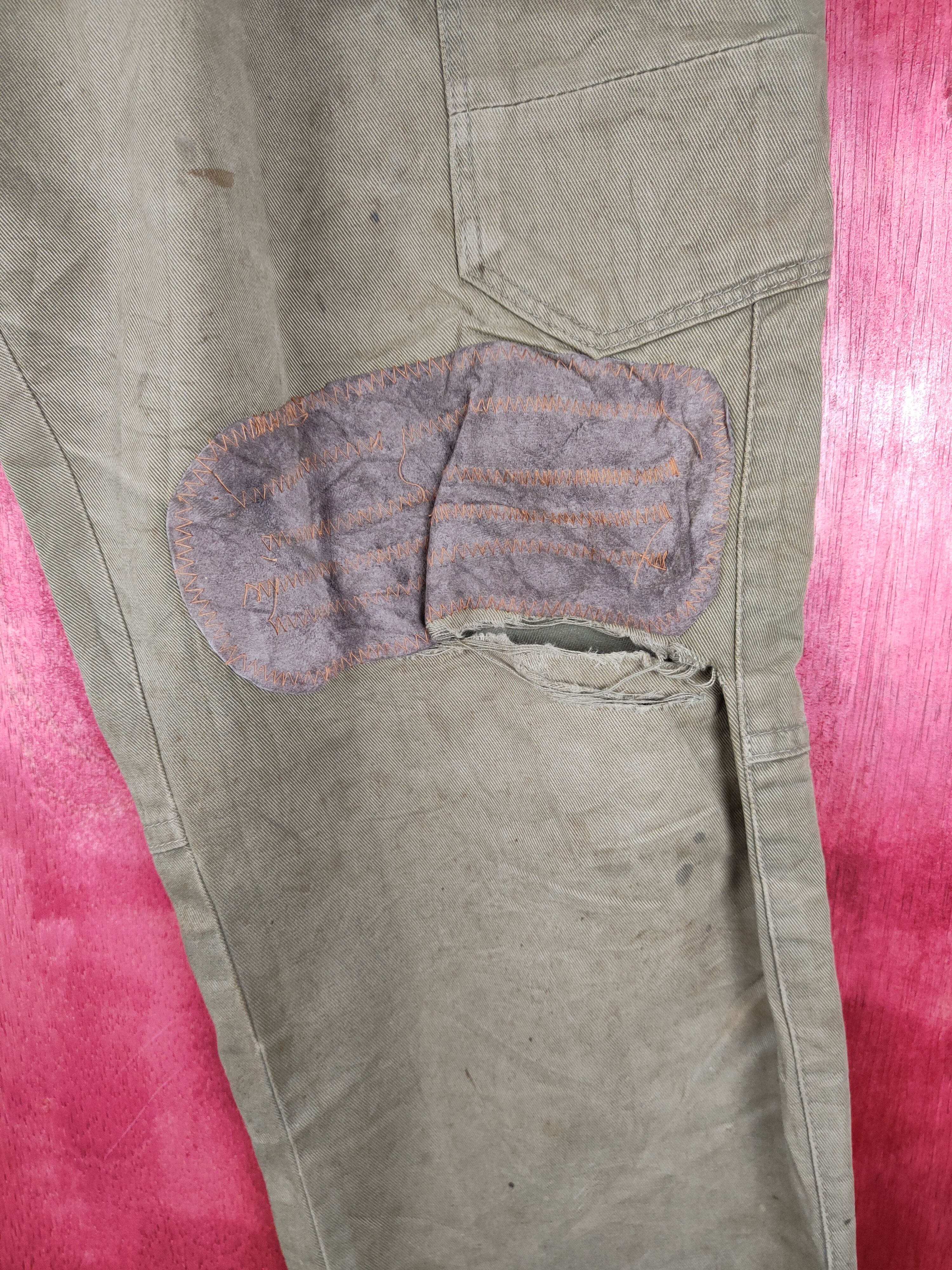 Japanese Brand Fire-Fox® worn distressed patchwork Gray cargo Pants #4554 Size US 31 - 4 Thumbnail