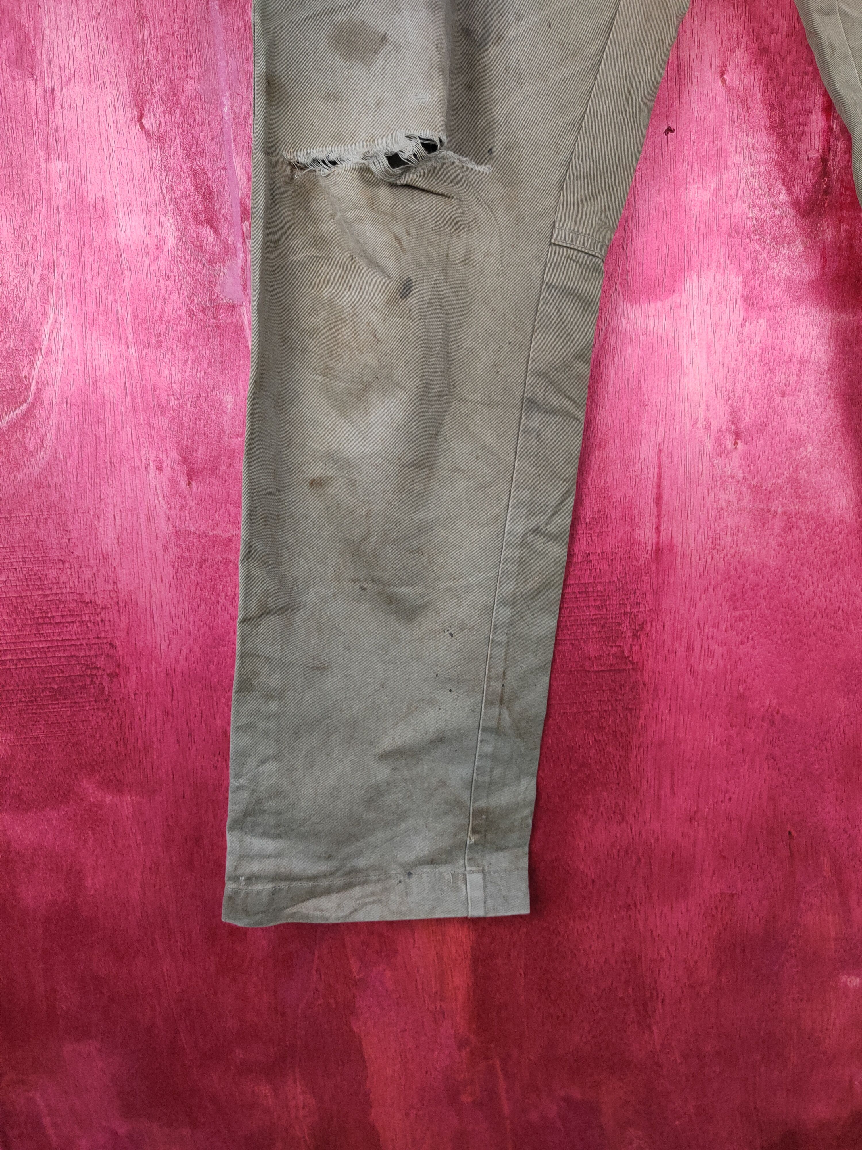 Japanese Brand Fire-Fox® worn distressed patchwork Gray cargo Pants #4554 Size US 31 - 9 Thumbnail