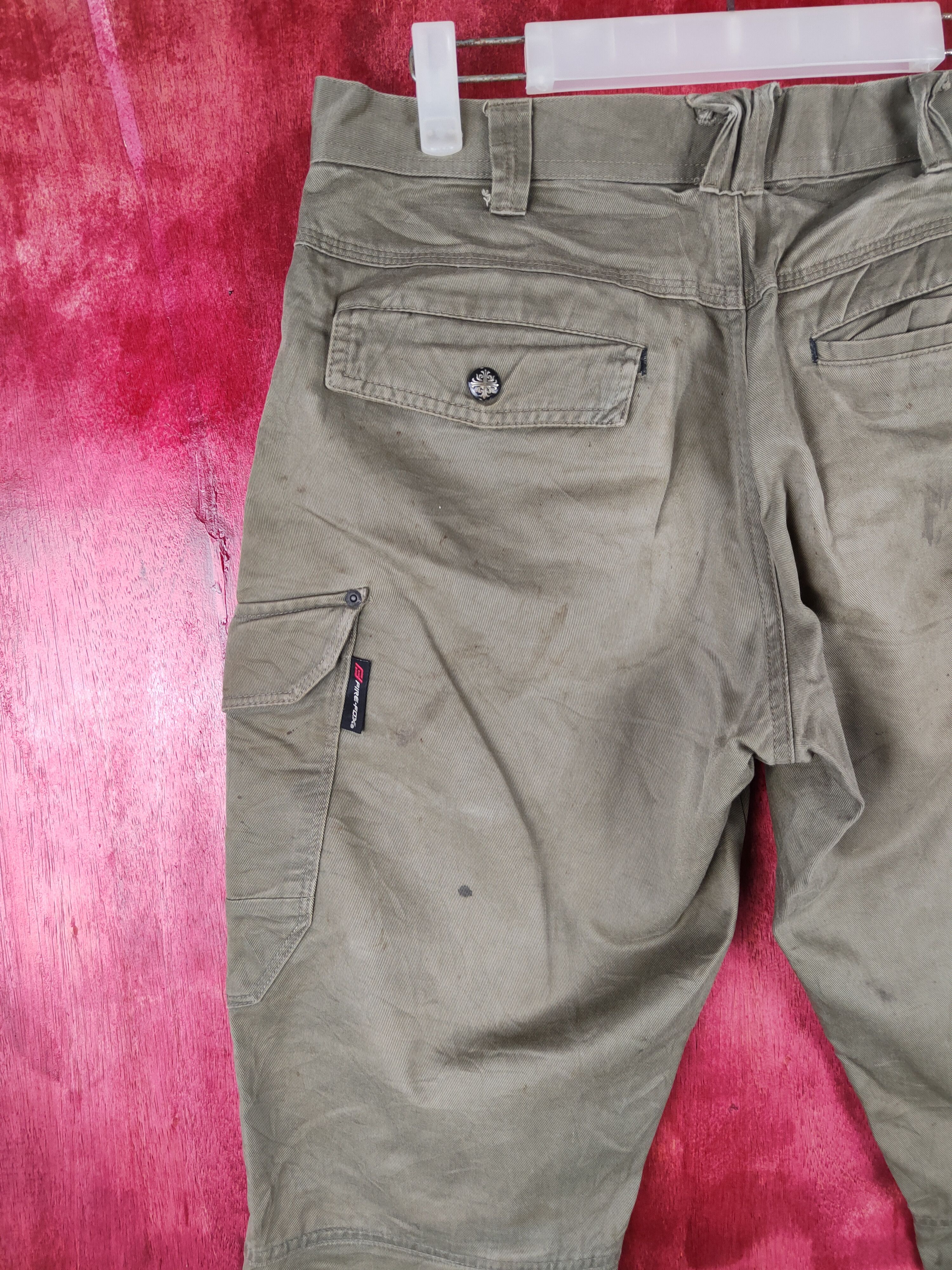 Japanese Brand Fire-Fox® worn distressed patchwork Gray cargo Pants #4554 Size US 31 - 11 Thumbnail