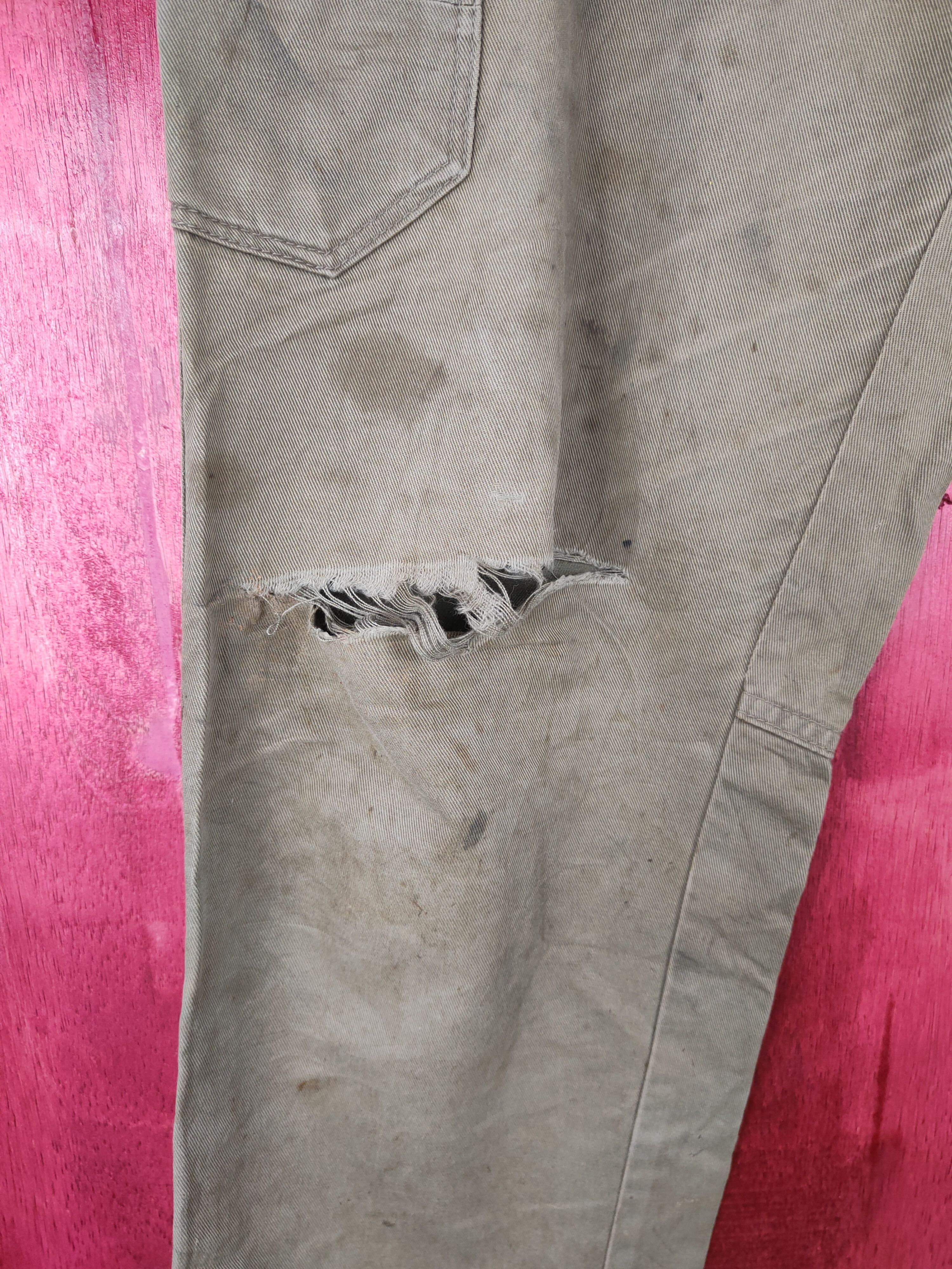 Japanese Brand Fire-Fox® worn distressed patchwork Gray cargo Pants #4554 Size US 31 - 5 Thumbnail