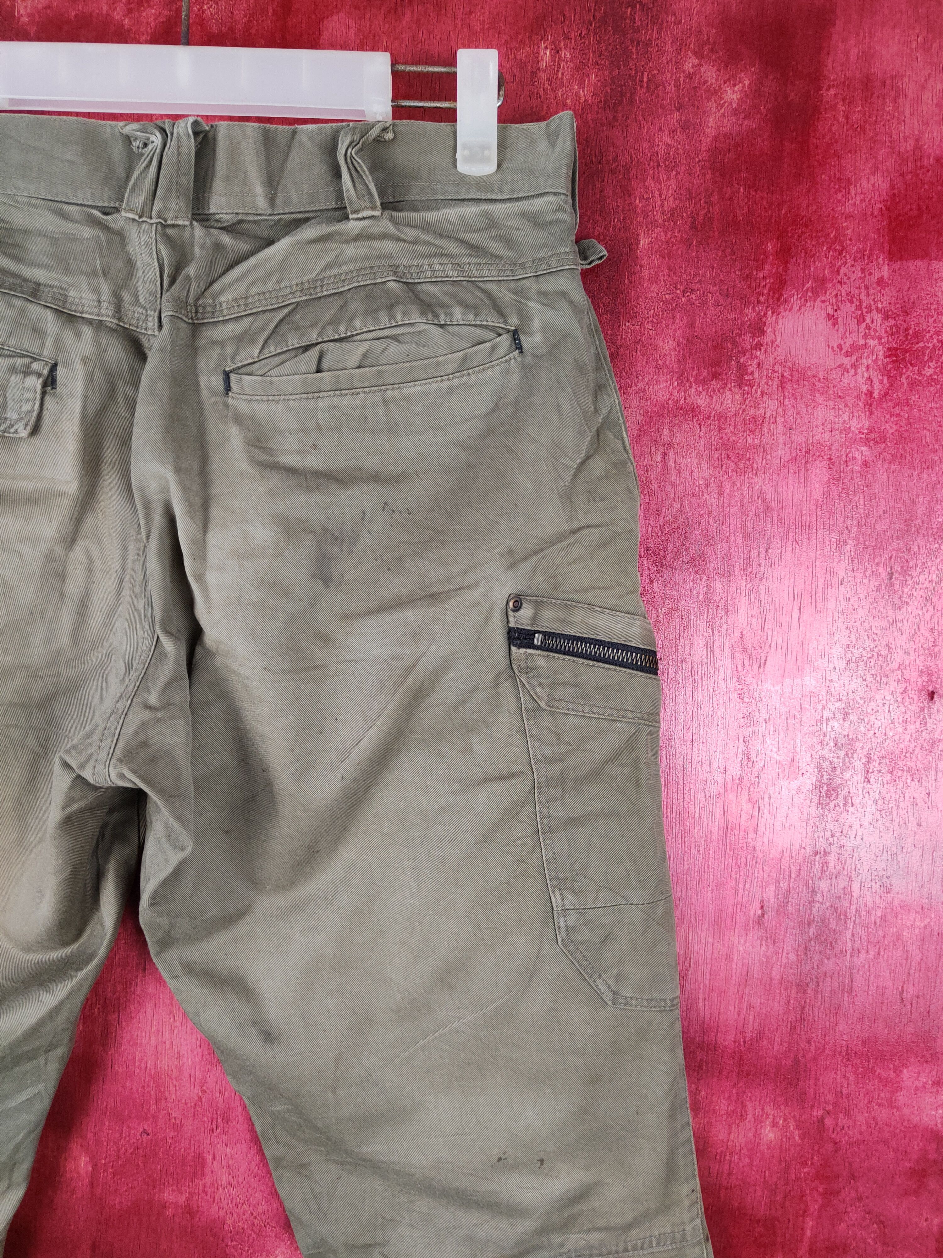 Japanese Brand Fire-Fox® worn distressed patchwork Gray cargo Pants #4554 Size US 31 - 12 Thumbnail