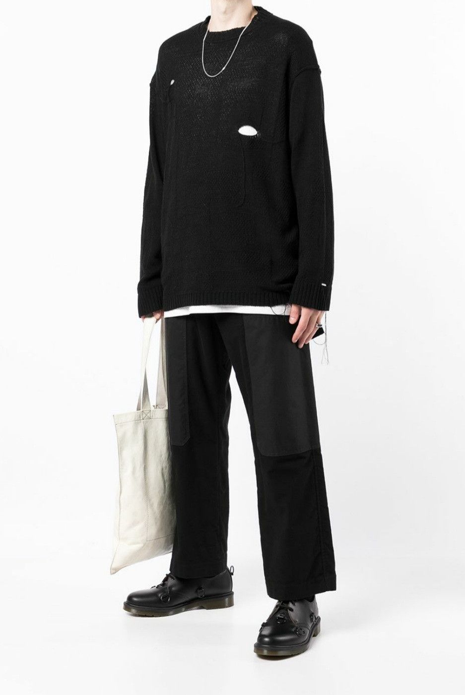 🖤Yohji Yamamoto distressed Opium CrewNeck Sweater🤍