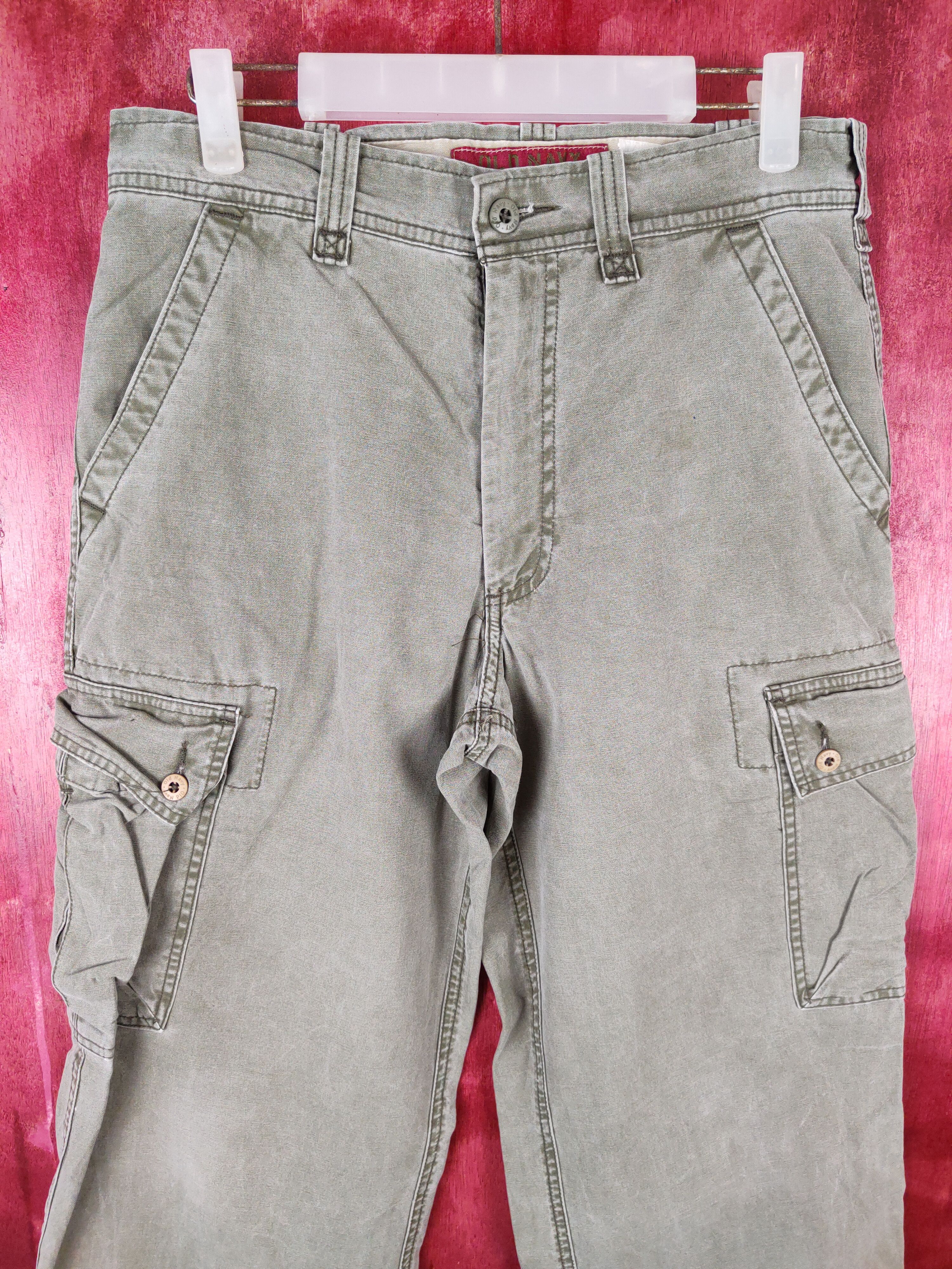 Japanese Brand × Vintage Old Navy Green Faded Multi Pocket Tactical Cargo Pants #S531 Size US 30 / EU 46 - 2 Thumbnail