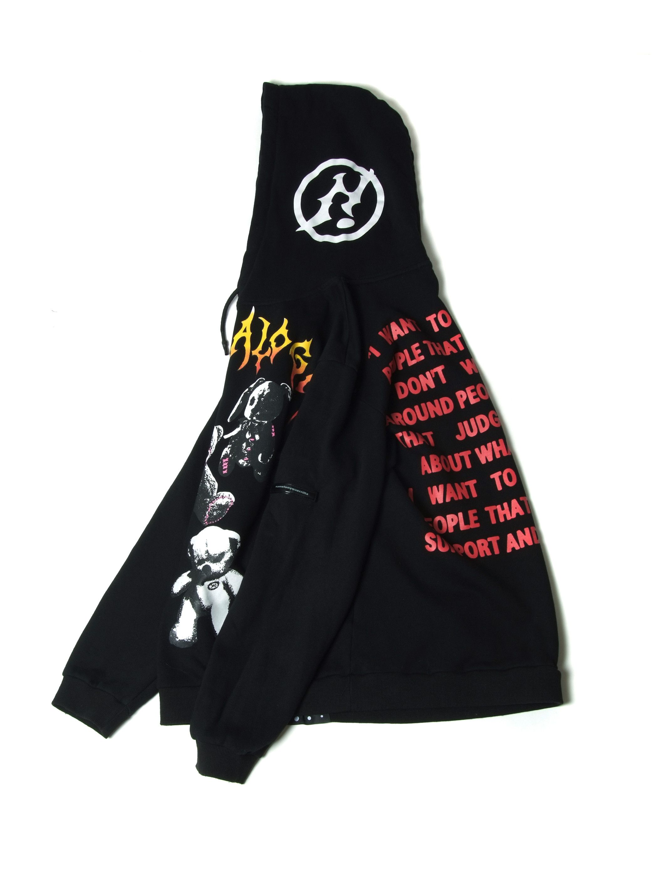 Beauty Beast × Japanese Brand Name Funny Guerrilla Black Hoodie (L) Size US L / EU 52-54 / 3 - 2 Thumbnail