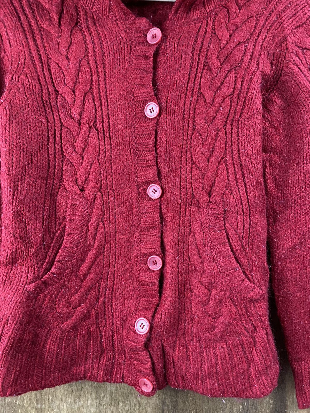 Vintage Trinidad & Tobayo red cardigan aran isle Knitwear #Z078 Size XS / US 0-2 / IT 36-38 - 7 Thumbnail
